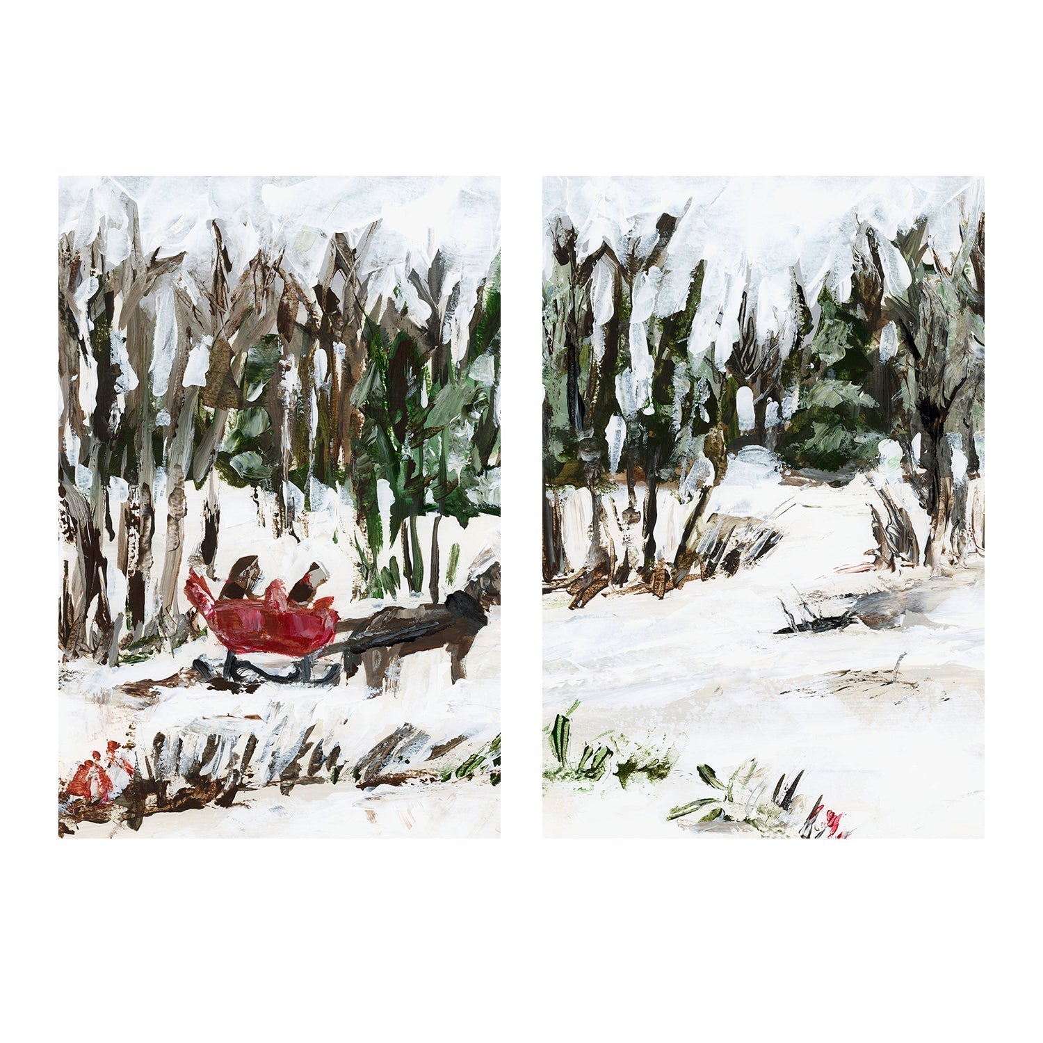 wall-art-print-canvas-poster-framed-Snowy Trails , Style A & B , Set Of 2 , By Jetty Home-1