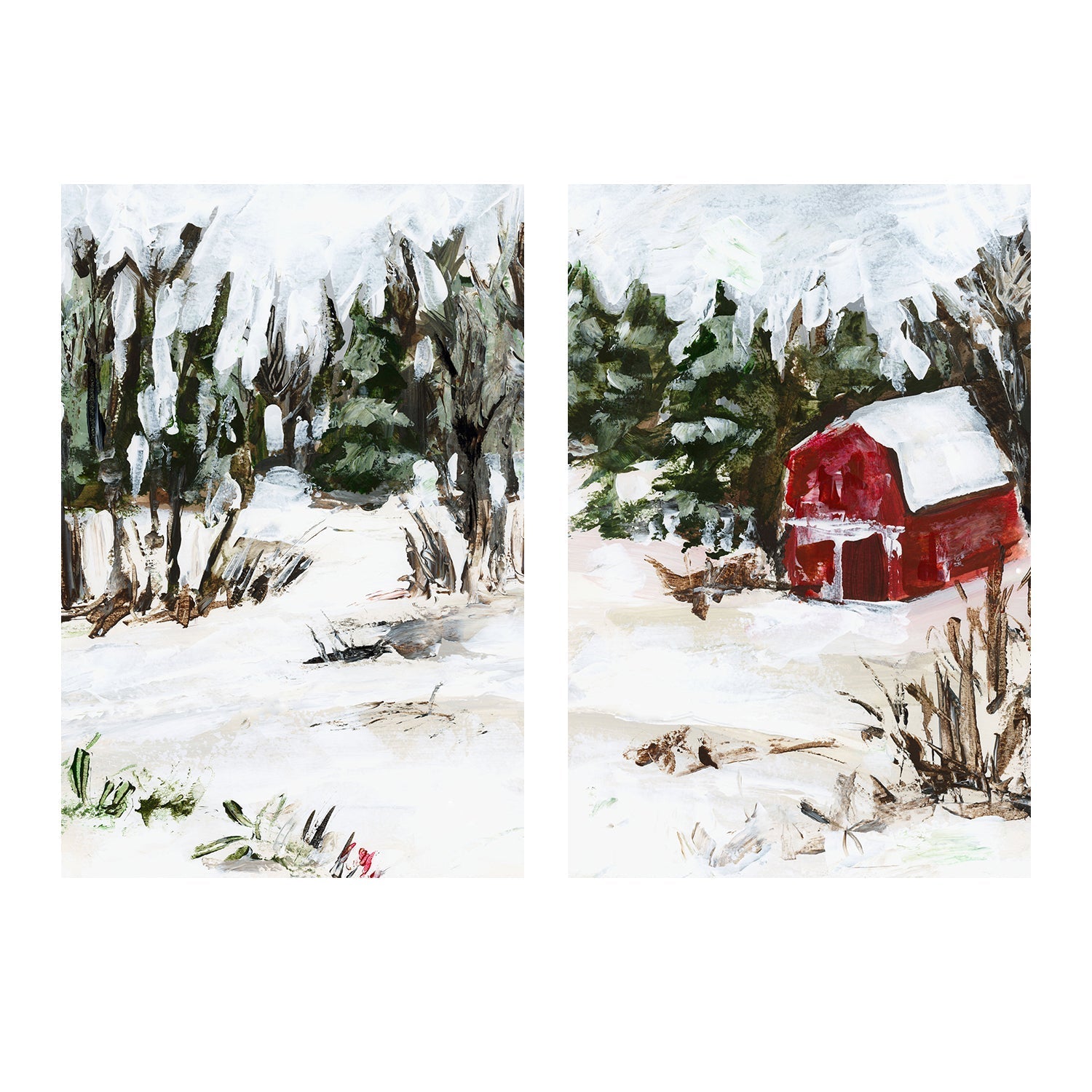 wall-art-print-canvas-poster-framed-Snowy Trails , Style B & C, Set Of 2 , By Jetty Home-1