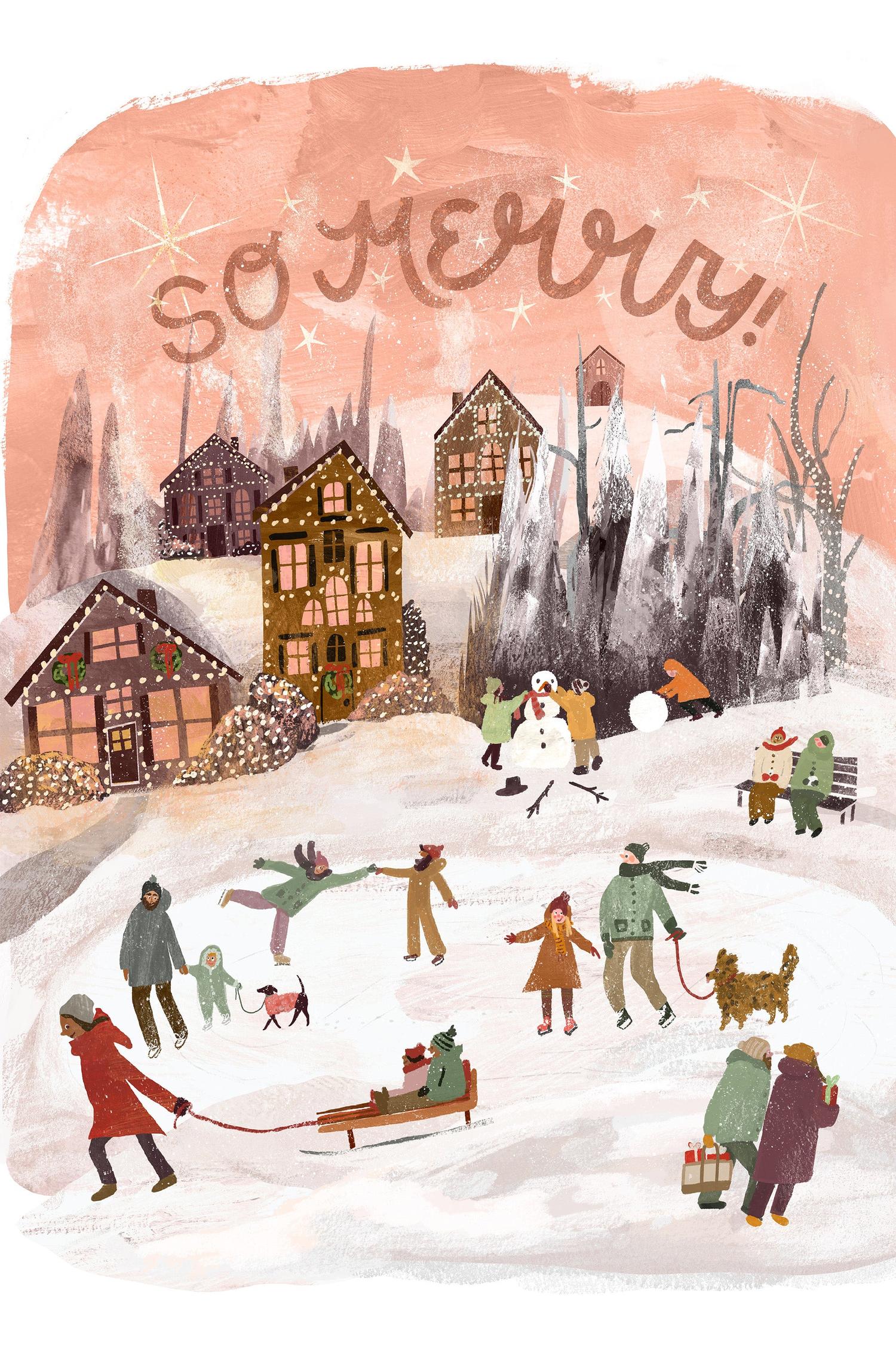 wall-art-print-canvas-poster-framed-So Merry Holiday Scene-1
