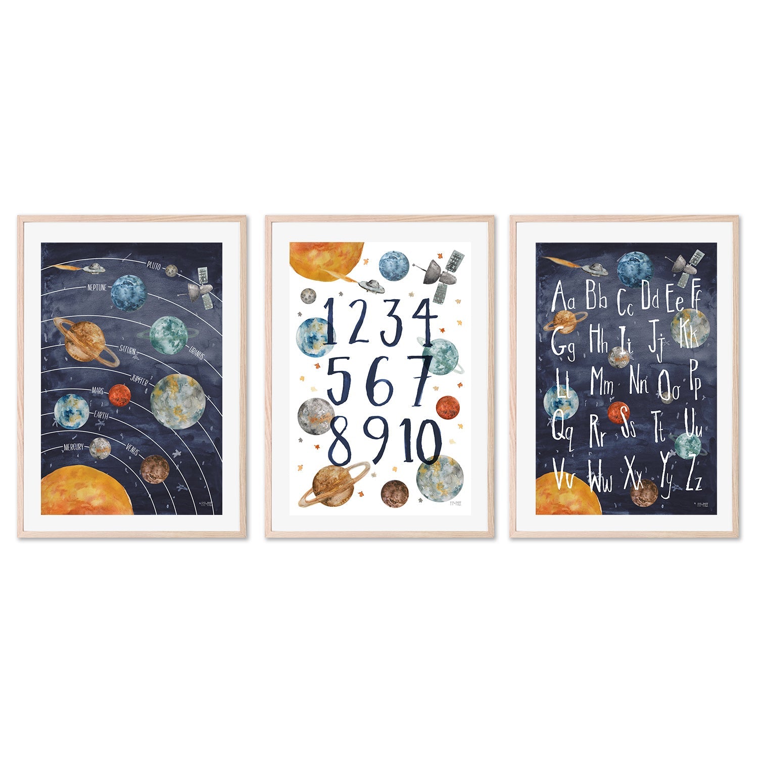 wall-art-print-canvas-poster-framed-Space, Style A, Set of 3 , By Pip and Phee-6