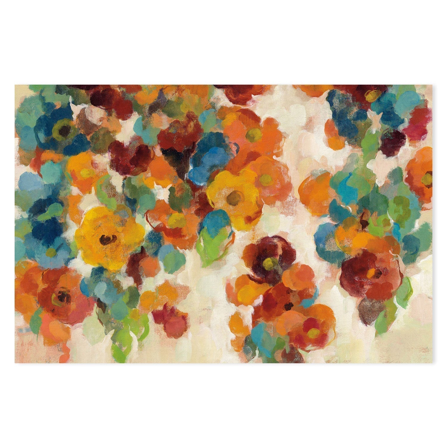 wall-art-print-canvas-poster-framed-Spice and Turquoise Florals-by-Silvia Vassileva-Gioia Wall Art