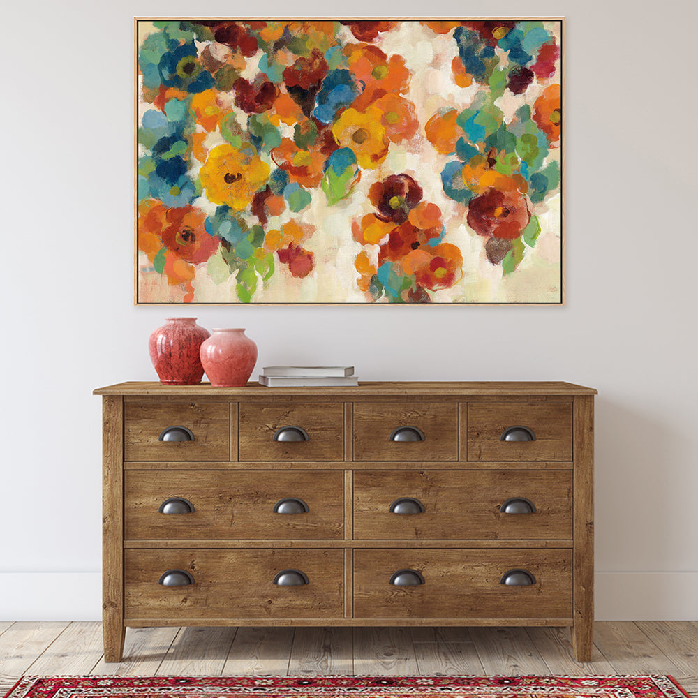 wall-art-print-canvas-poster-framed-Spice and Turquoise Florals-by-Silvia Vassileva-Gioia Wall Art