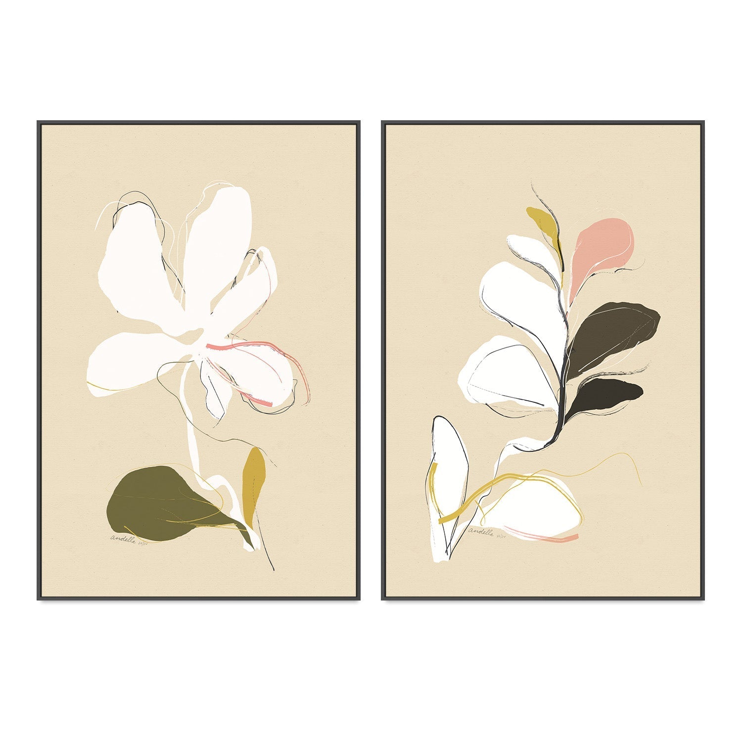 wall-art-print-canvas-poster-framed-Spring Bloom And Buds, Set Of 2 , By Andelle Art-3