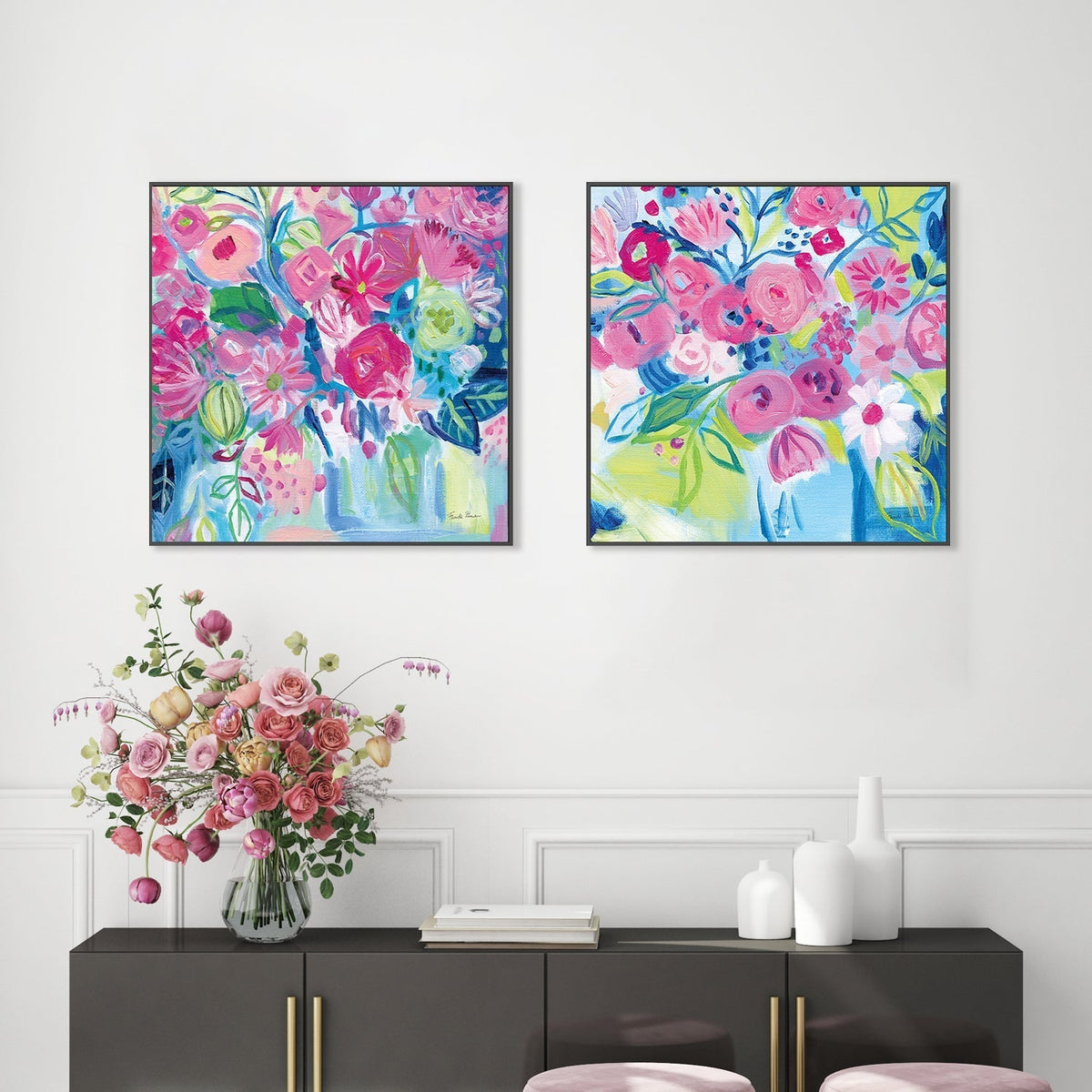 wall-art-print-canvas-poster-framed-Spring Burst, Style A & B, Set Of 2 , By Farida Zaman-GIOIA-WALL-ART