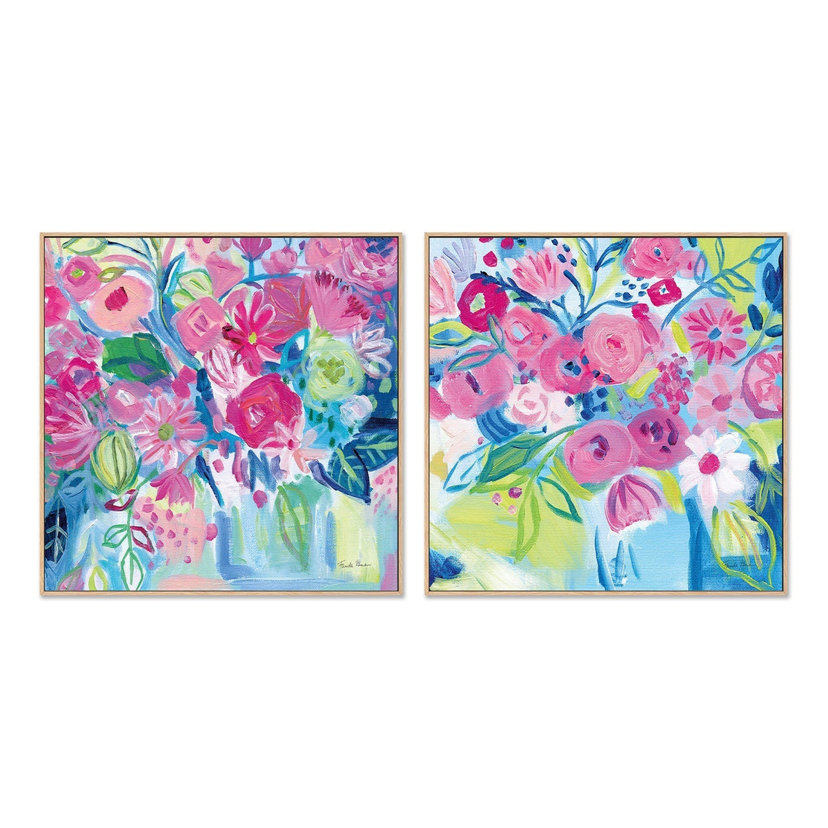 wall-art-print-canvas-poster-framed-Spring Burst, Style A & B, Set Of 2 , By Farida Zaman-GIOIA-WALL-ART