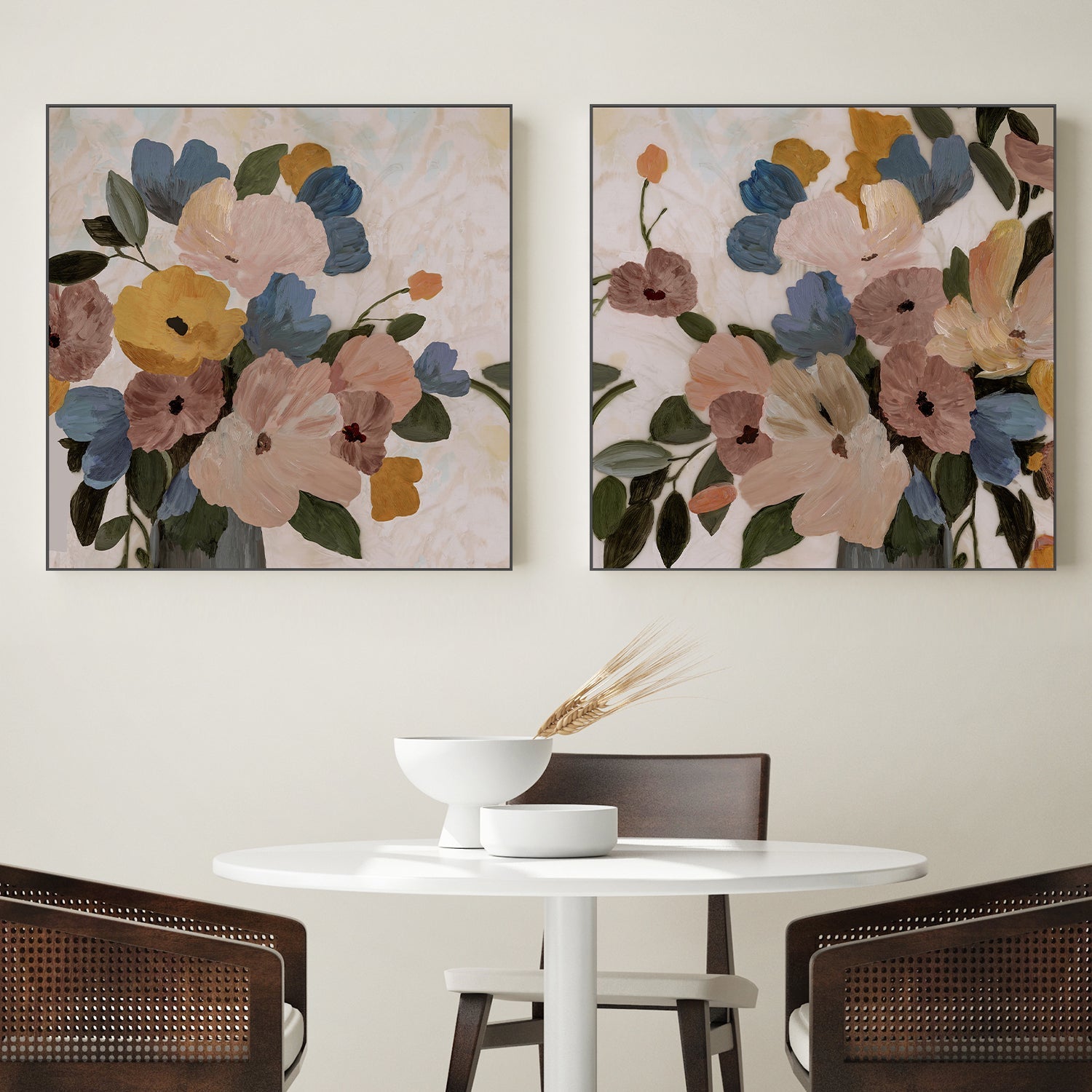 wall-art-print-canvas-poster-framed-Spring Picks Mocha Tone, Style A & B, Set Of 2 , By Asia Jensen-2