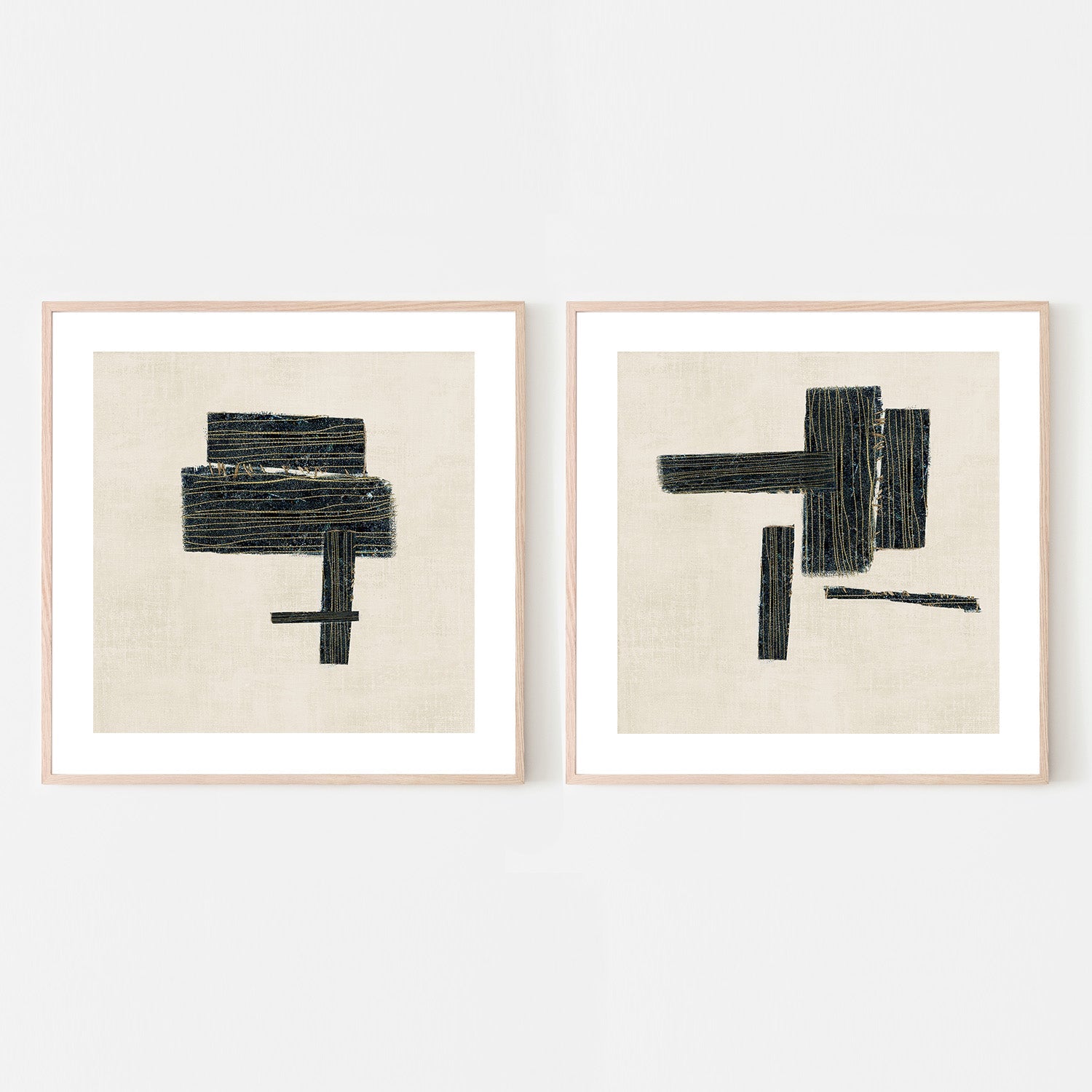 wall-art-print-canvas-poster-framed-Stitched, Style A & B, Set Of 2-6