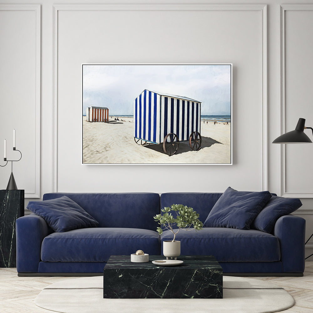 wall-art-print-canvas-poster-framed-Striped Beach Boxes , By Gilbert Claes-GIOIA-WALL-ART