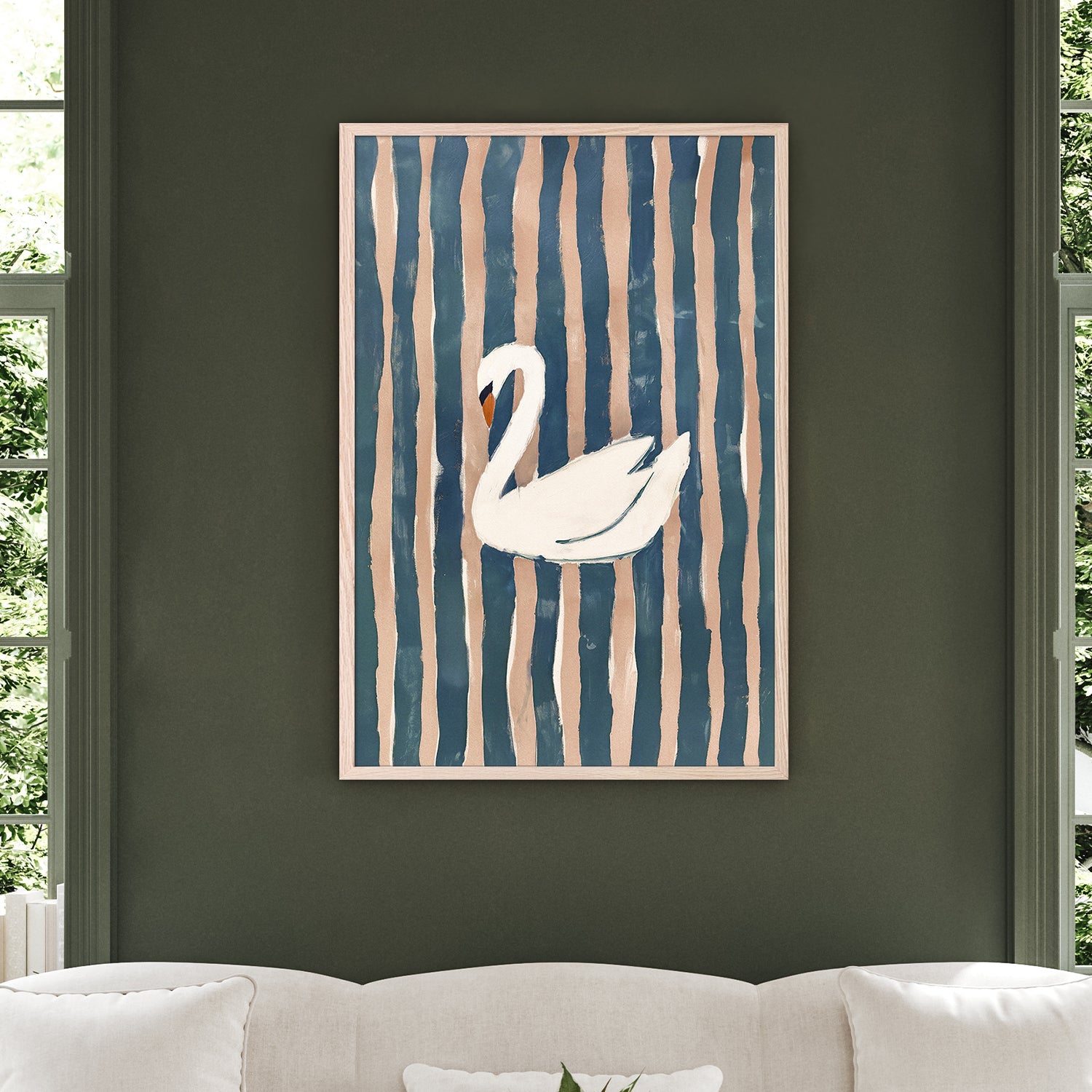 wall-art-print-canvas-poster-framed-Striped Swan, Style B-7
