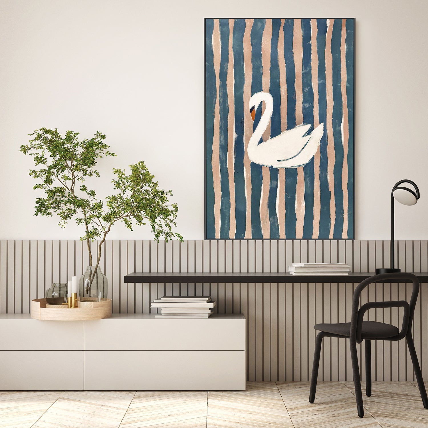 wall-art-print-canvas-poster-framed-Striped Swan, Style B-9