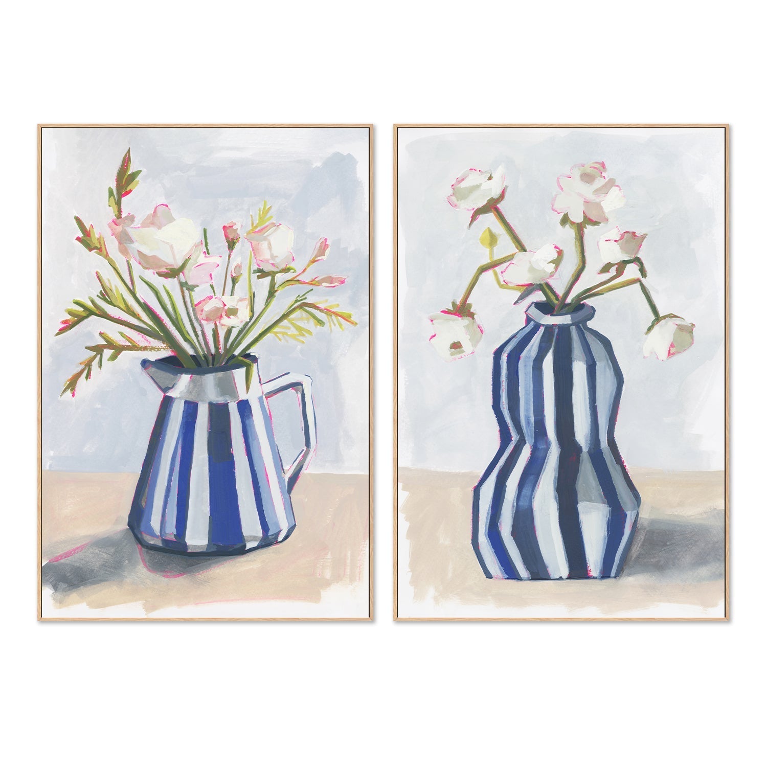 wall-art-print-canvas-poster-framed-Striped Vase, Style A & B, Set Of 2 , By Lucrecia Caporale-4