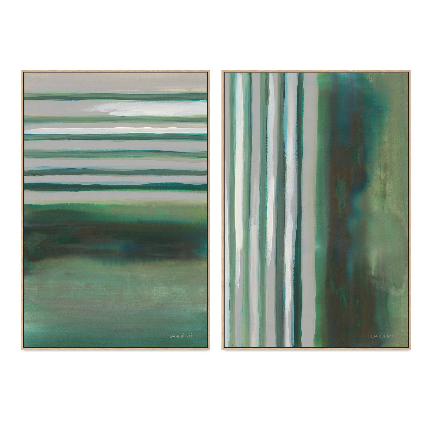 wall-art-print-canvas-poster-framed-Study in Green, Set of 2-by-Danhui Nai-Gioia Wall Art