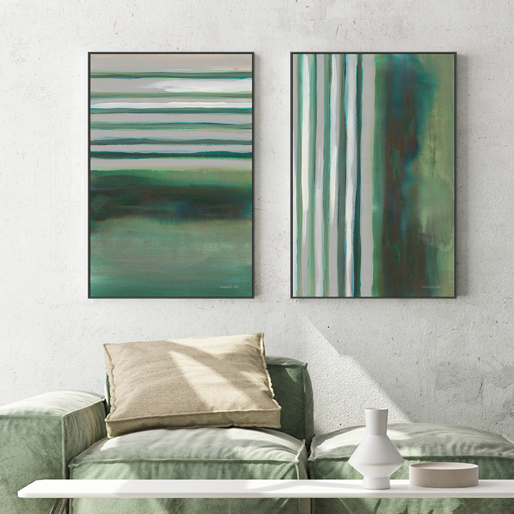 wall-art-print-canvas-poster-framed-Study in Green, Set of 2-by-Danhui Nai-Gioia Wall Art