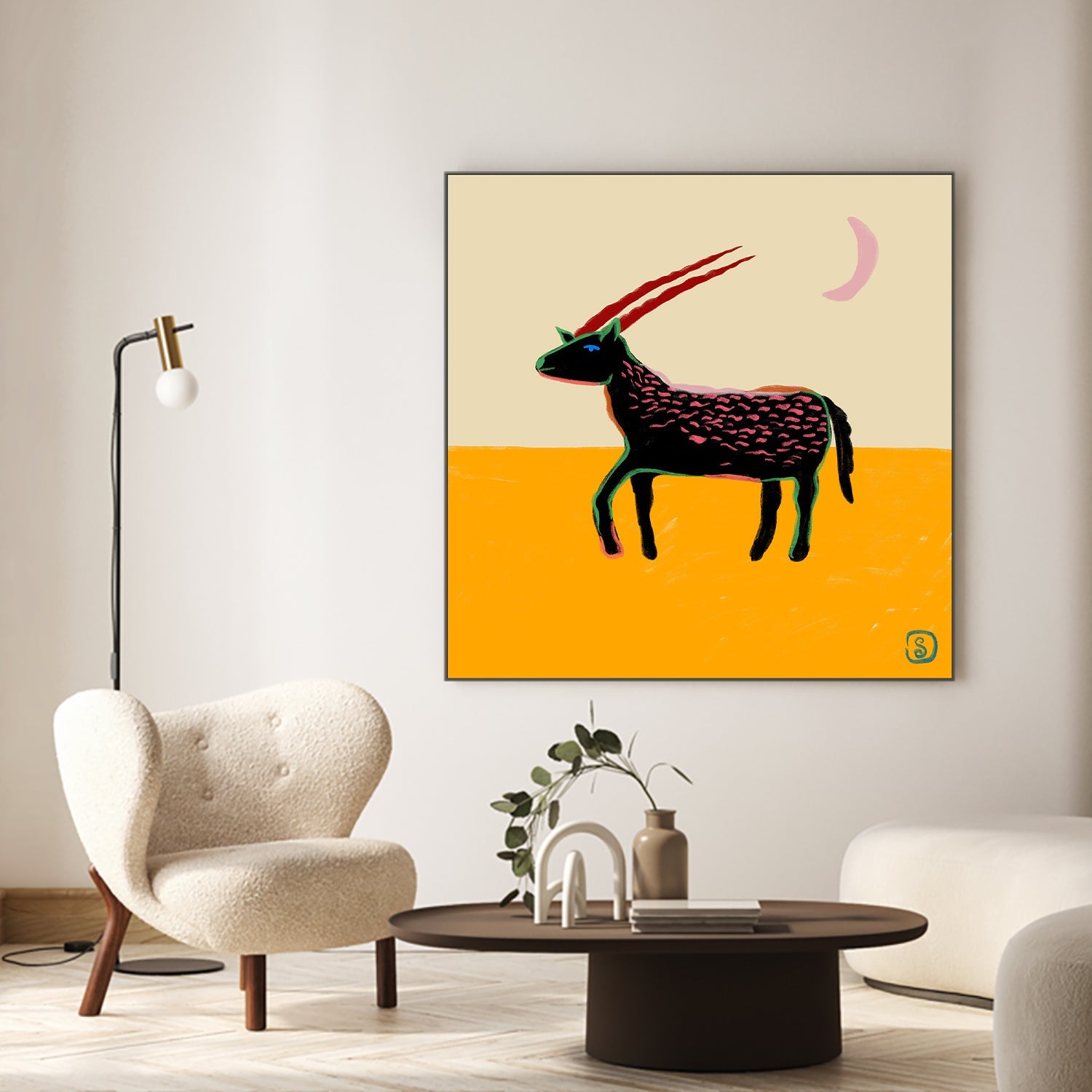 wall-art-print-canvas-poster-framed-Stylized Animal With Vibrant Colors-2