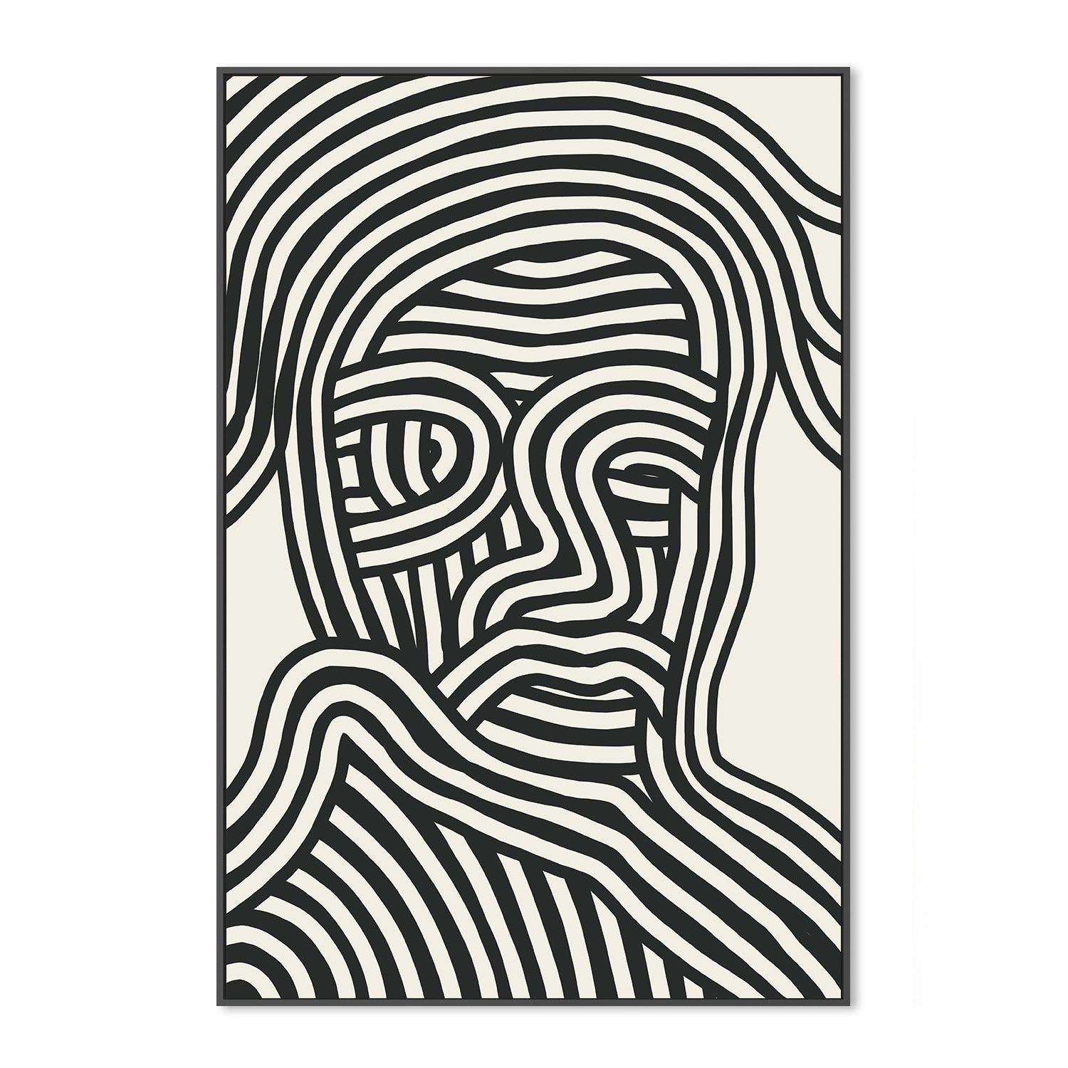 wall-art-print-canvas-poster-framed-Stylized Human Face With Black Stripes-3