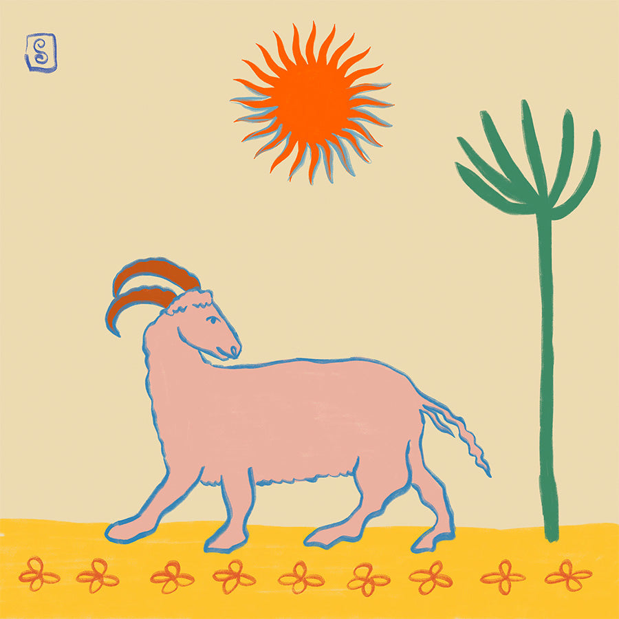 wall-art-print-canvas-poster-framed-Stylized Pink Goat-1
