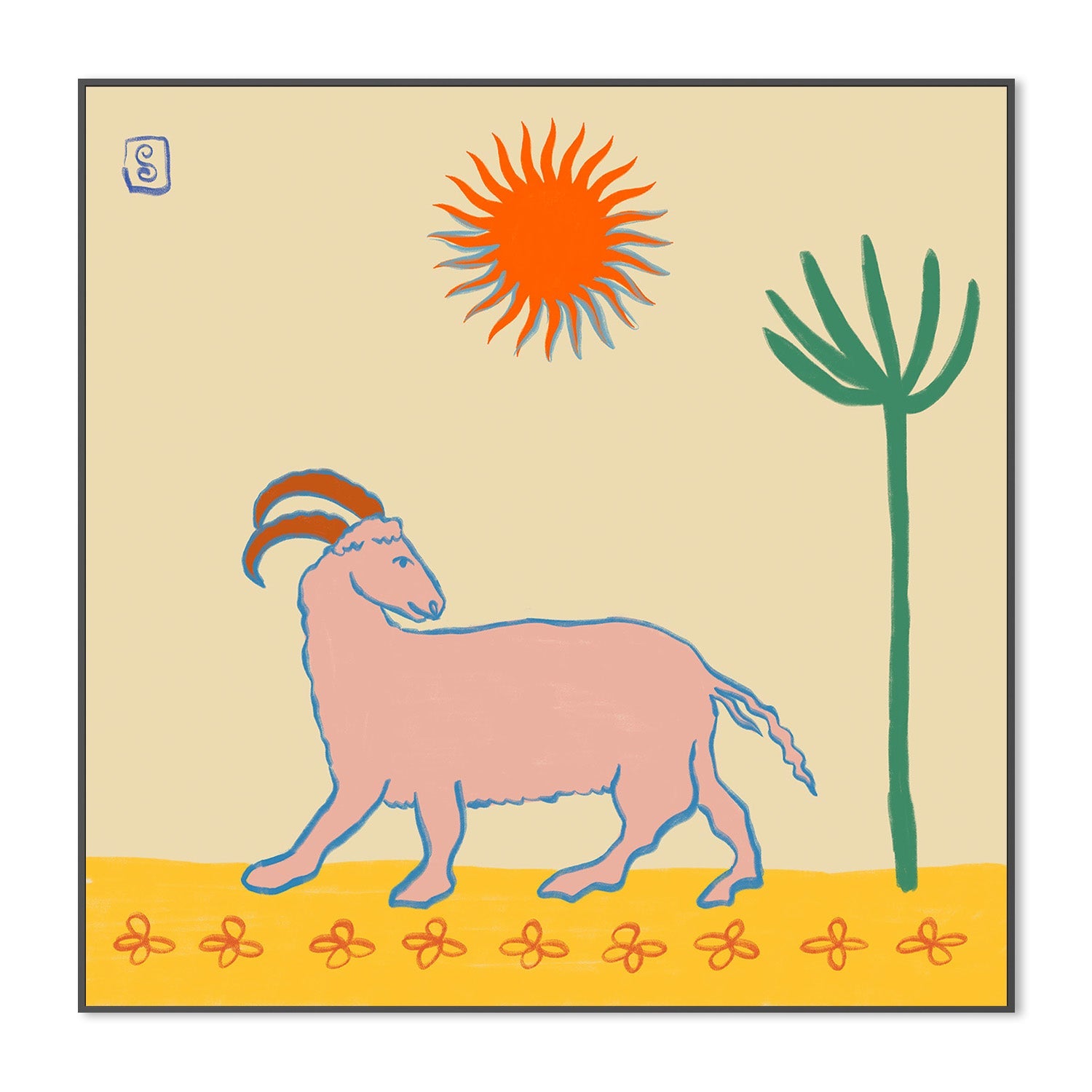 wall-art-print-canvas-poster-framed-Stylized Pink Goat-3