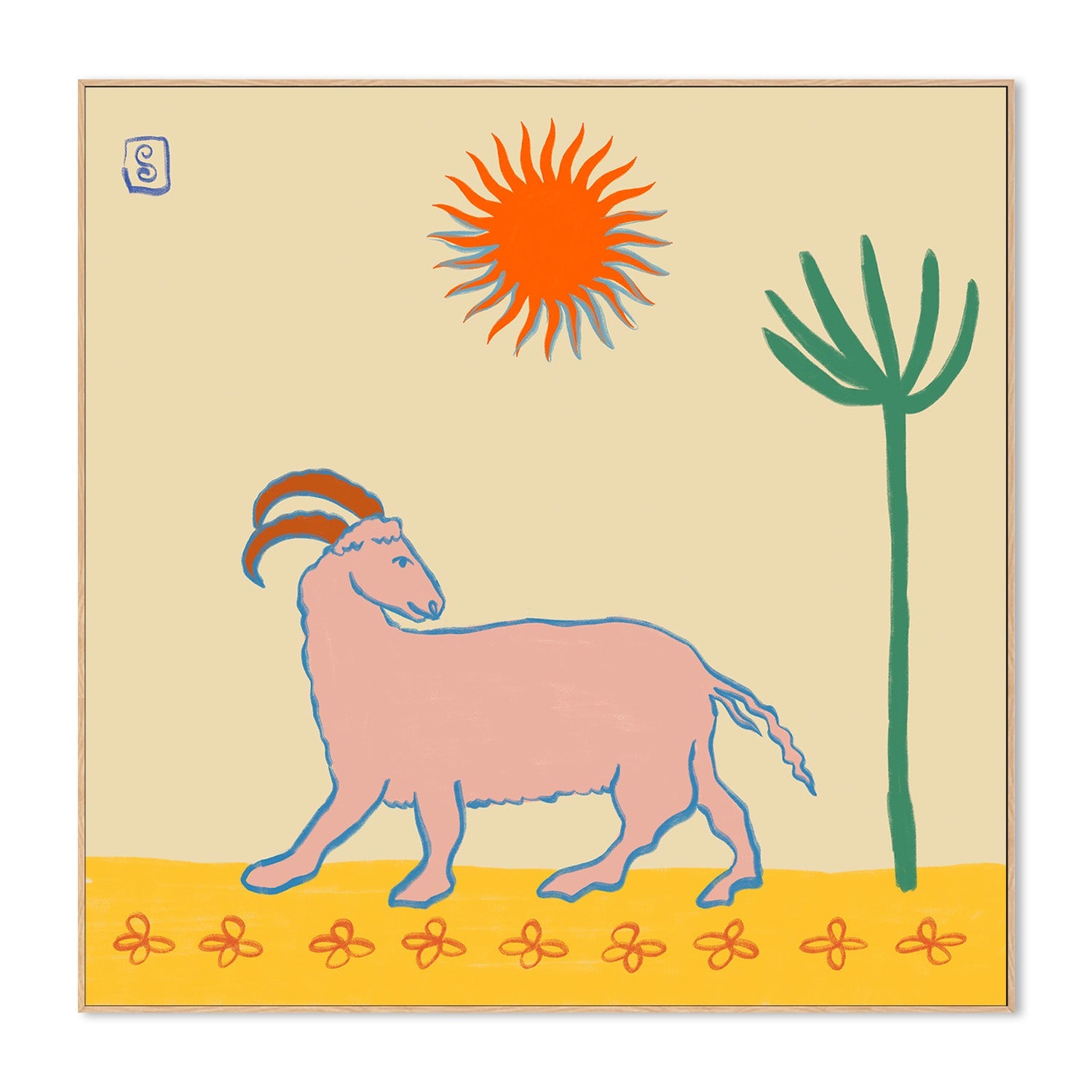wall-art-print-canvas-poster-framed-Stylized Pink Goat-4