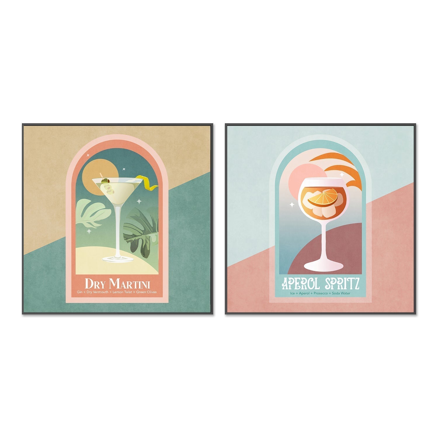 wall-art-print-canvas-poster-framed-Summer Cocktails, Set Of 2 , By Emel Tunaboylu-GIOIA-WALL-ART