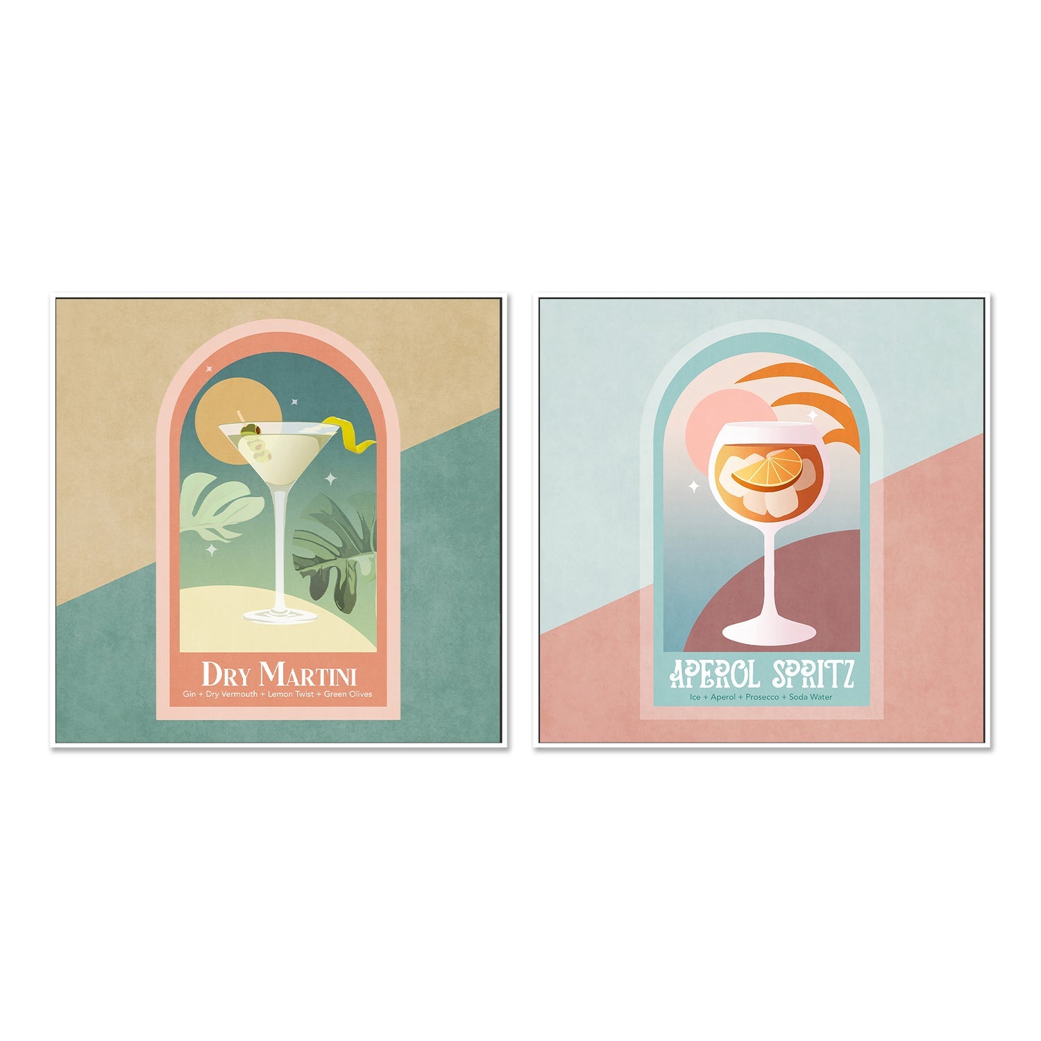 wall-art-print-canvas-poster-framed-Summer Cocktails, Set Of 2 , By Emel Tunaboylu-GIOIA-WALL-ART