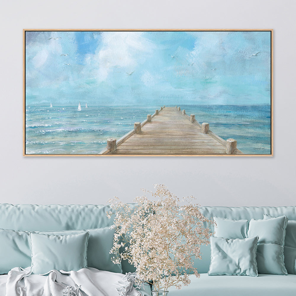 wall-art-print-canvas-poster-framed-Summer Dock Panorama-by-Danhui Nai-Gioia Wall Art