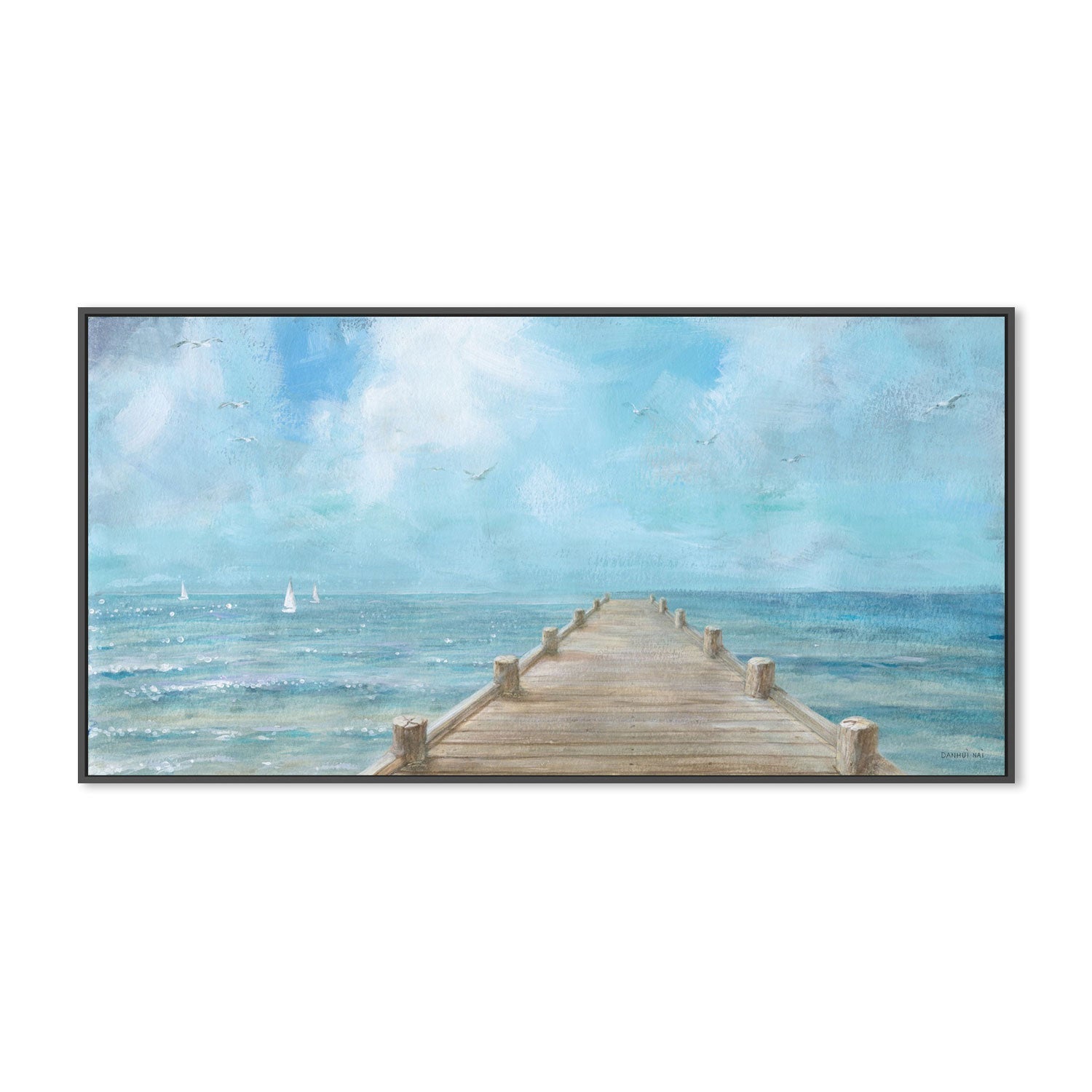 wall-art-print-canvas-poster-framed-Summer Dock Panorama-by-Danhui Nai-Gioia Wall Art
