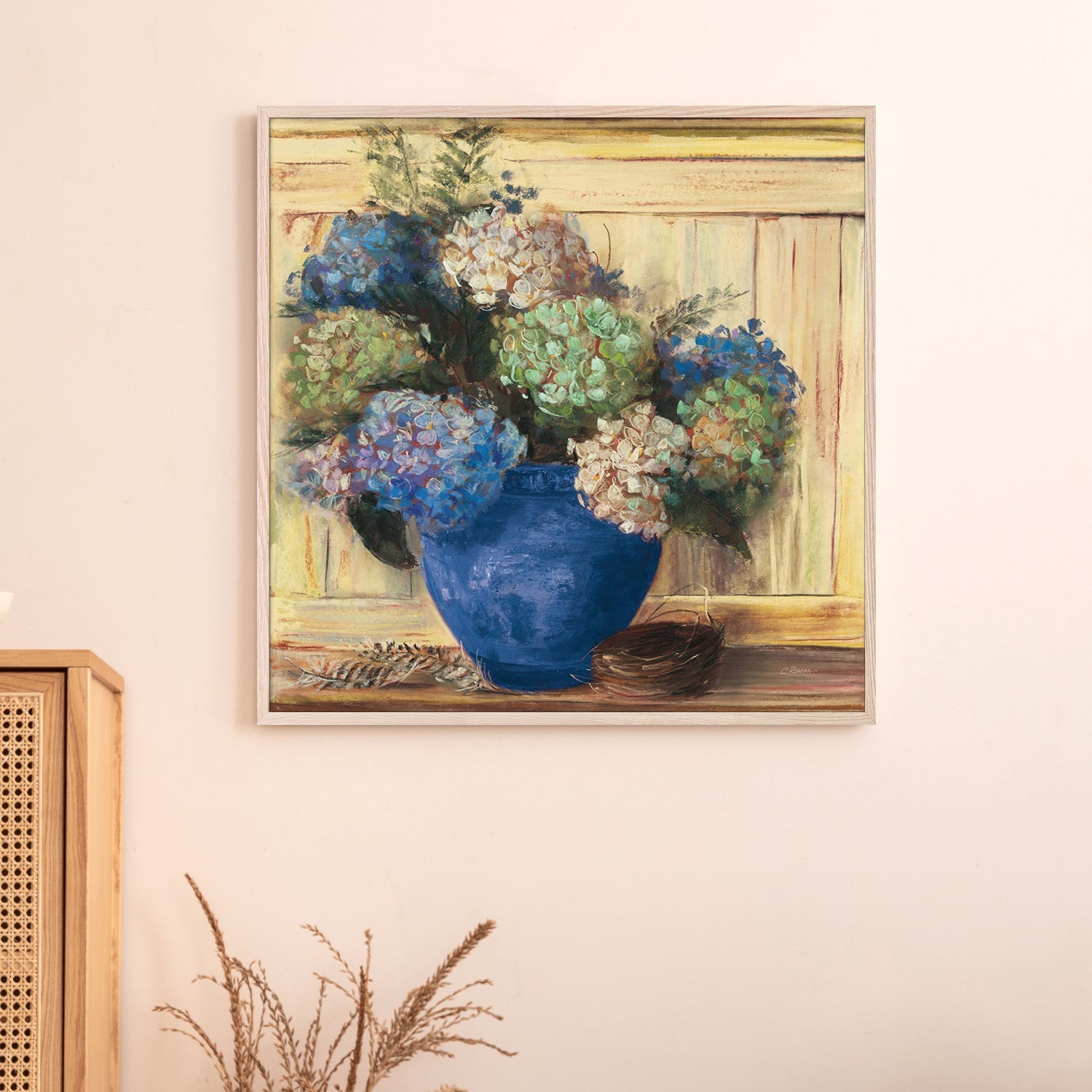 wall-art-print-canvas-poster-framed-Summer Hydrangea Blue Pot-2