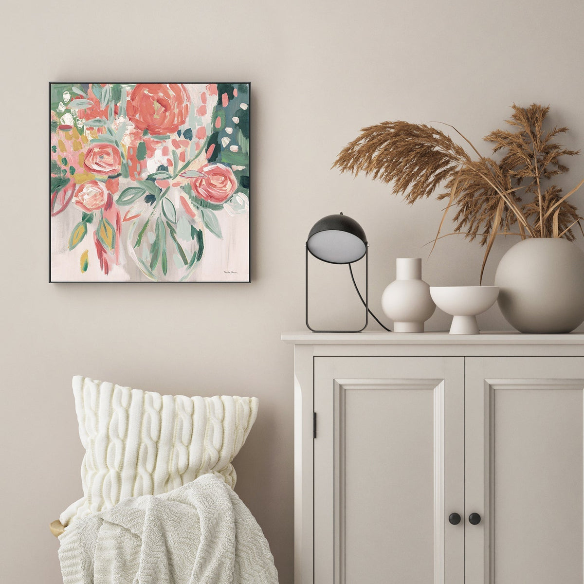 wall-art-print-canvas-poster-framed-Summer Pink Floral , By Farida Zaman-GIOIA-WALL-ART