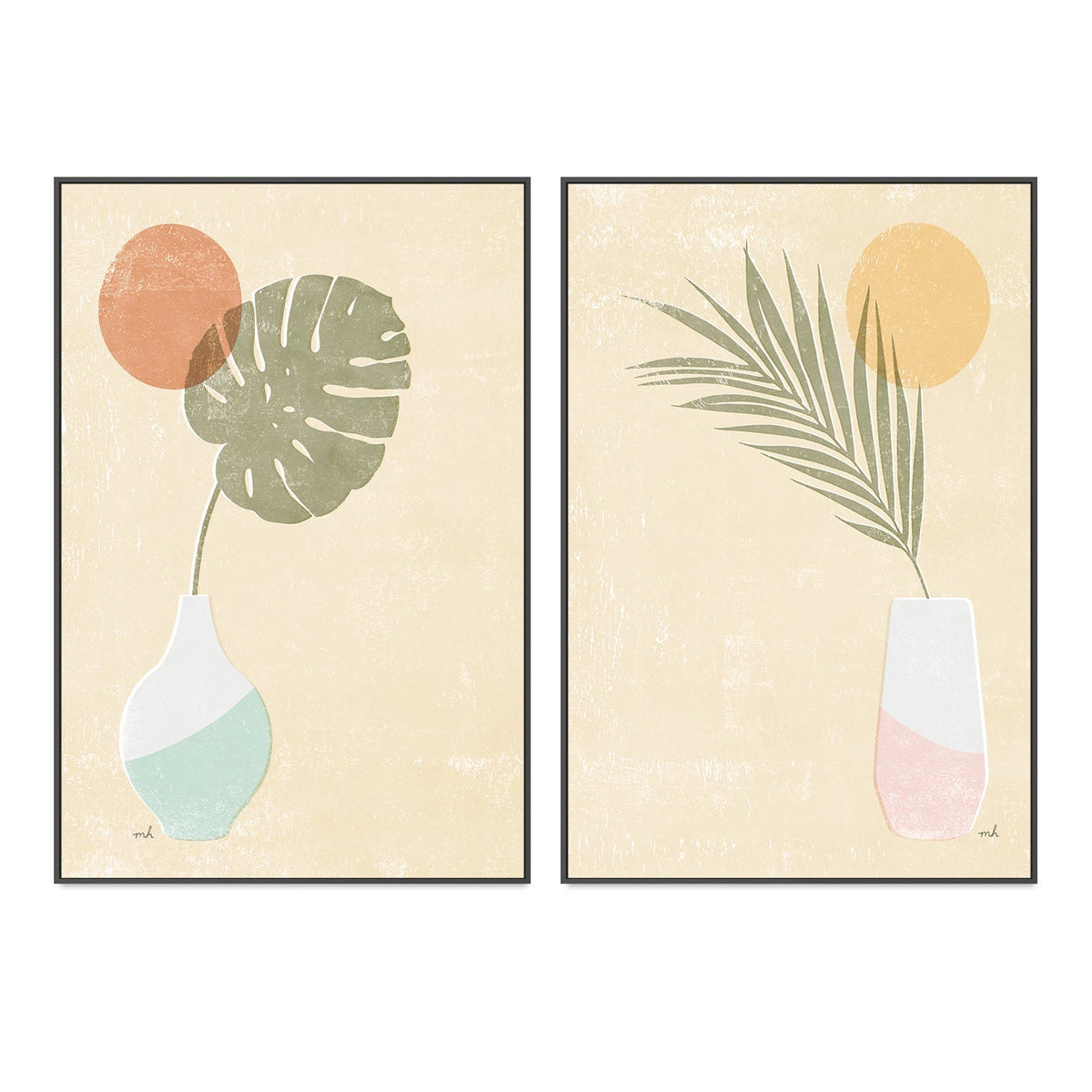 wall-art-print-canvas-poster-framed-Sun Palm, Style A & B, Set Of 2 , By Moira Hershey-GIOIA-WALL-ART