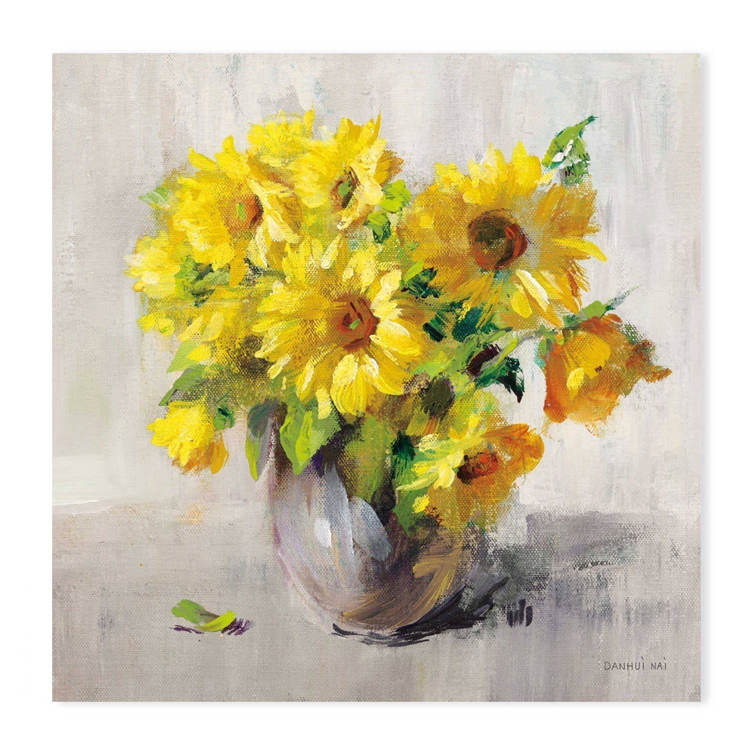 wall-art-print-canvas-poster-framed-Sunflower Still Life on Gray, Style A-by-Danhui Nai-Gioia Wall Art