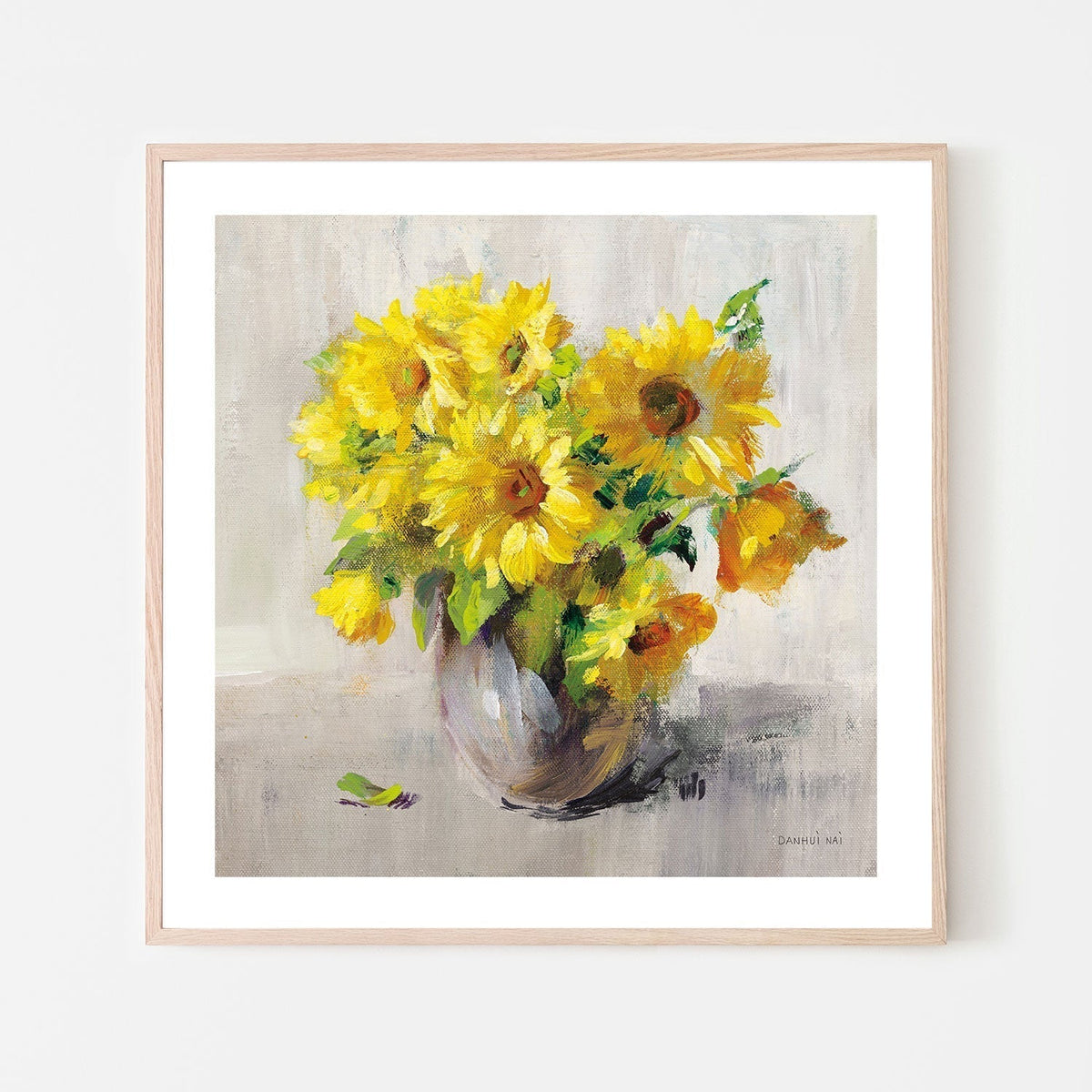 wall-art-print-canvas-poster-framed-Sunflower Still Life on Gray, Style A-by-Danhui Nai-Gioia Wall Art
