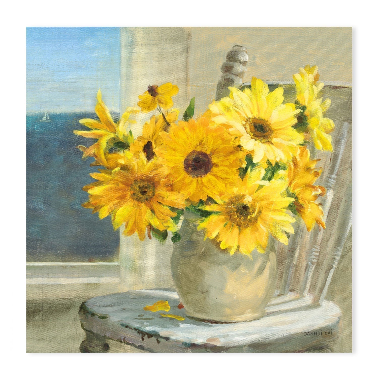 wall-art-print-canvas-poster-framed-Sunflowers by the Sea Light-by-Danhui Nai-Gioia Wall Art