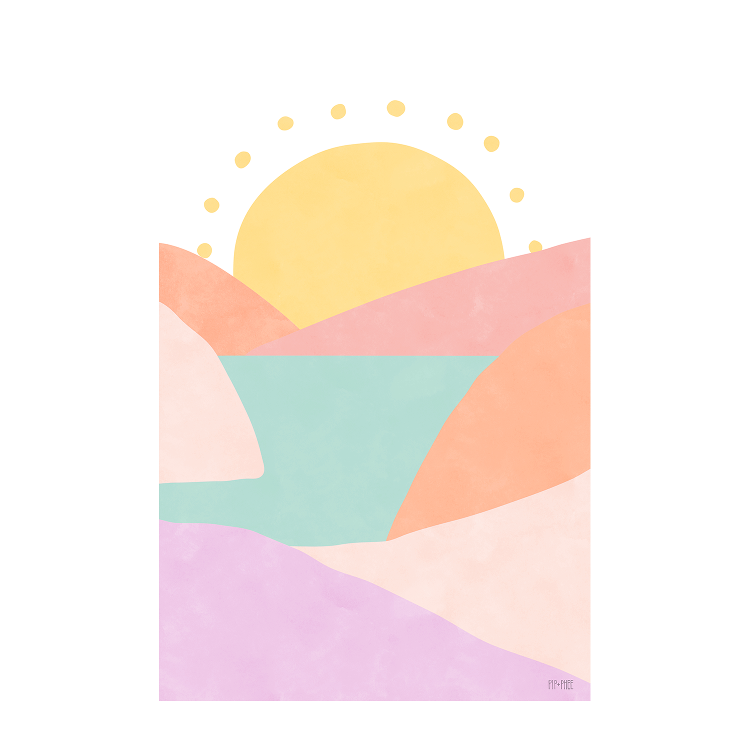wall-art-print-canvas-poster-framed-Sunset, Sunburst and Rainbow Pastel, Set of 3 , By Pip and Phee-9