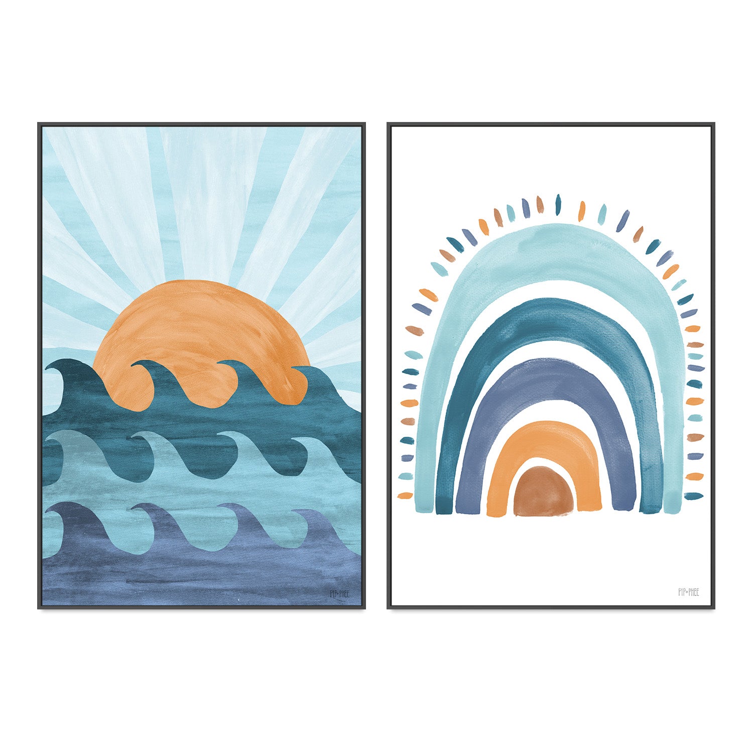 wall-art-print-canvas-poster-framed-Sunset Surf, Set of 2 , By Pip and Phee-3