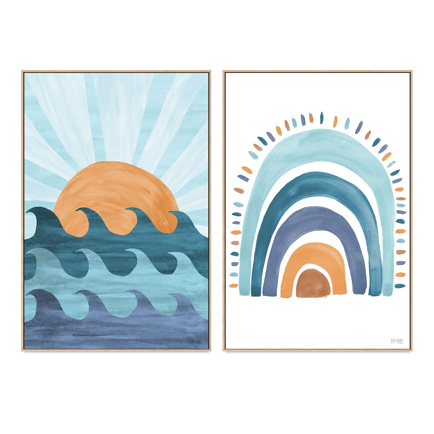 wall-art-print-canvas-poster-framed-Sunset Surf, Set of 2 , By Pip and Phee-4