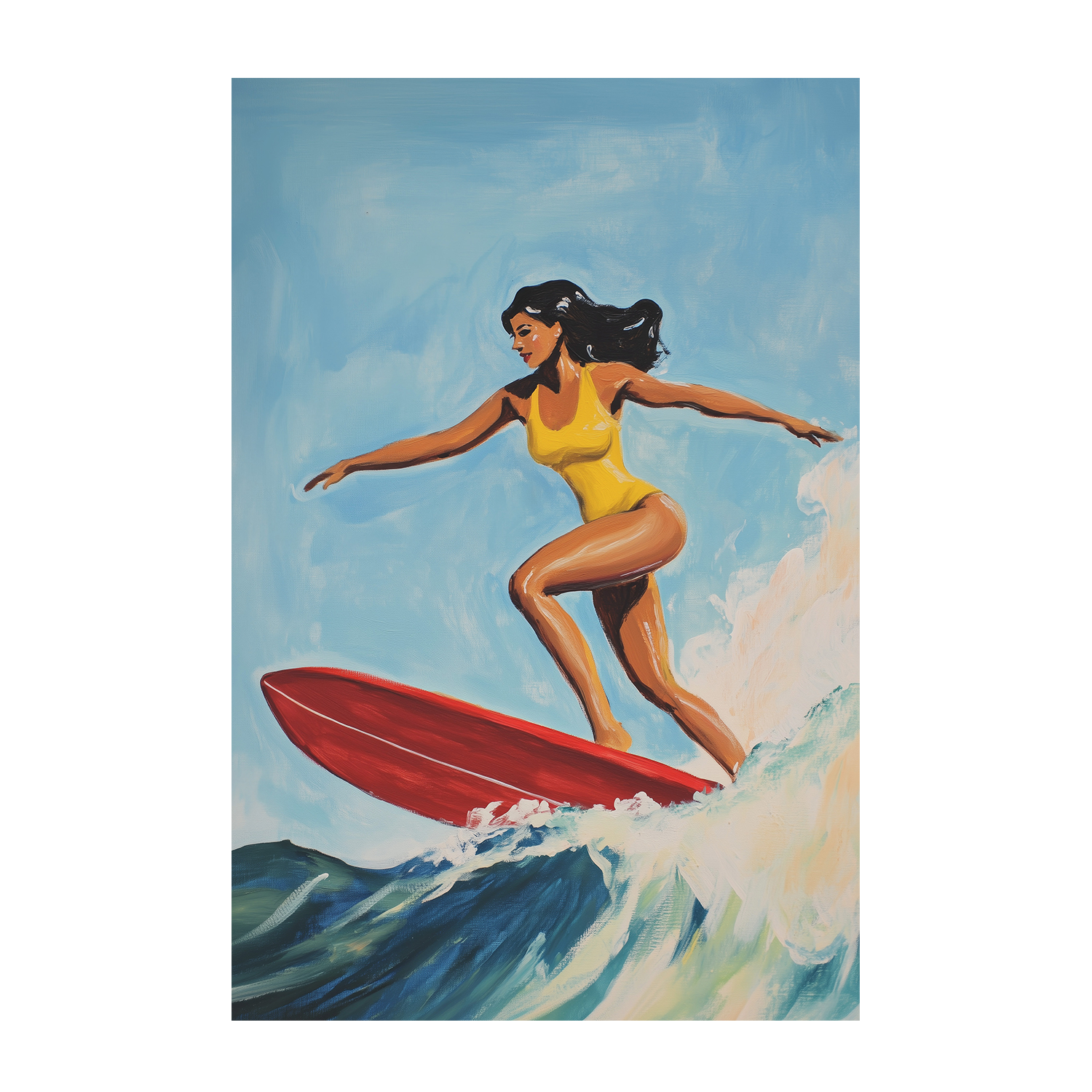 wall-art-print-canvas-poster-framed-Surfing Girl-1