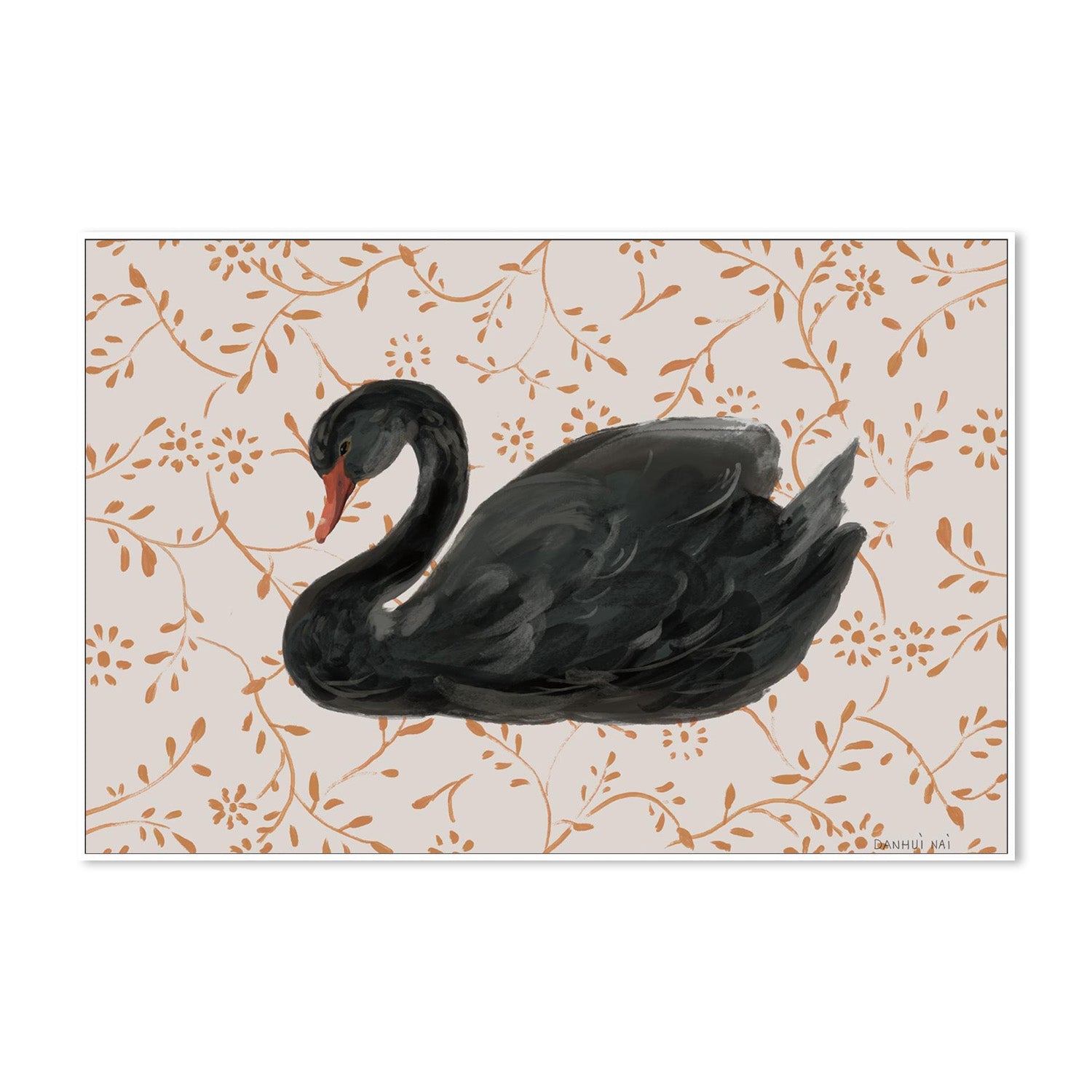 wall-art-print-canvas-poster-framed-Swan Pair Black-5
