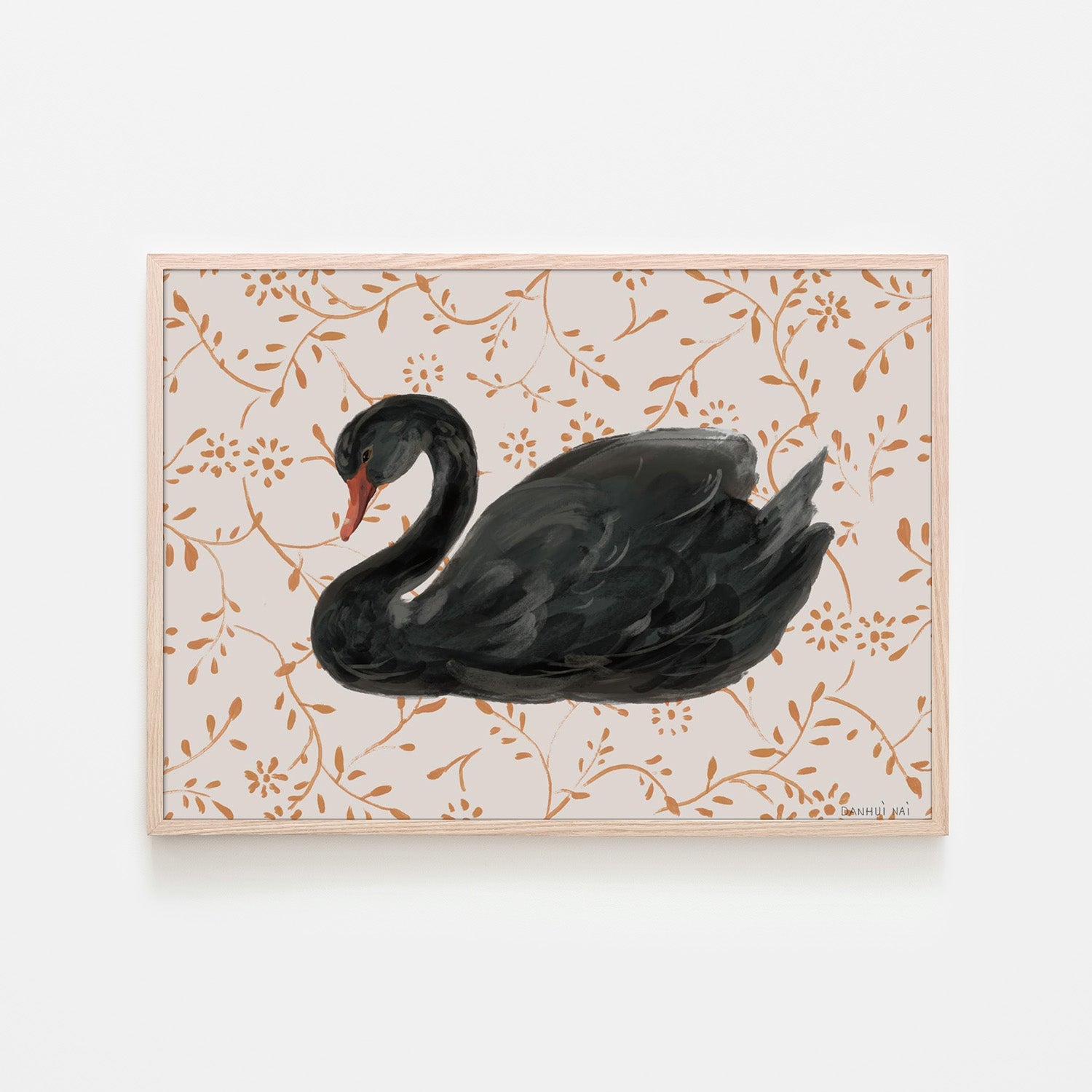 wall-art-print-canvas-poster-framed-Swan Pair Black-6
