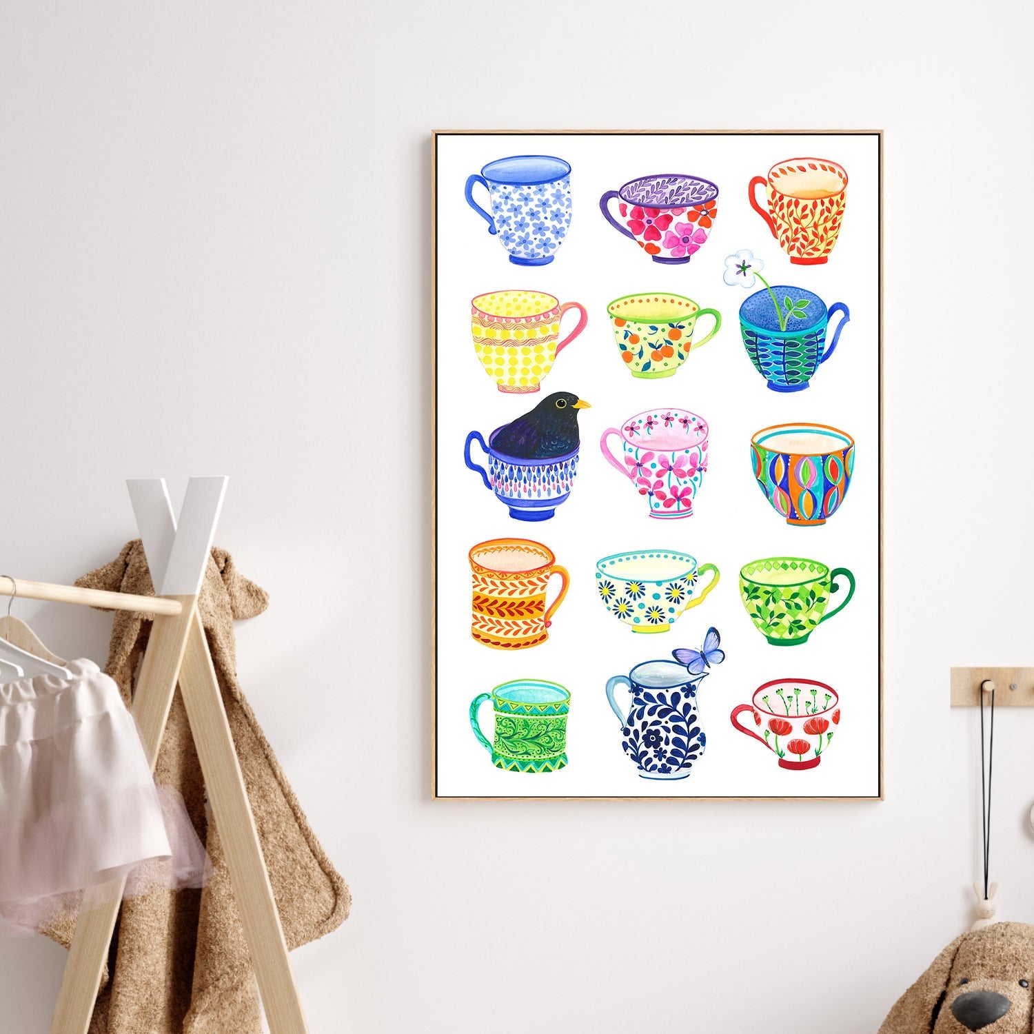 wall-art-print-canvas-poster-framed-Teacups and Blackbird-2