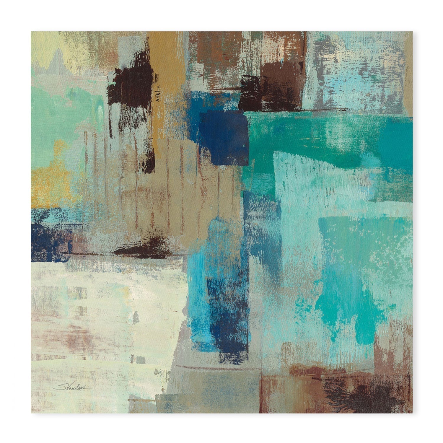 wall-art-print-canvas-poster-framed-Teal and Aqua Reflections, Style C-by-Silvia Vassileva-Gioia Wall Art