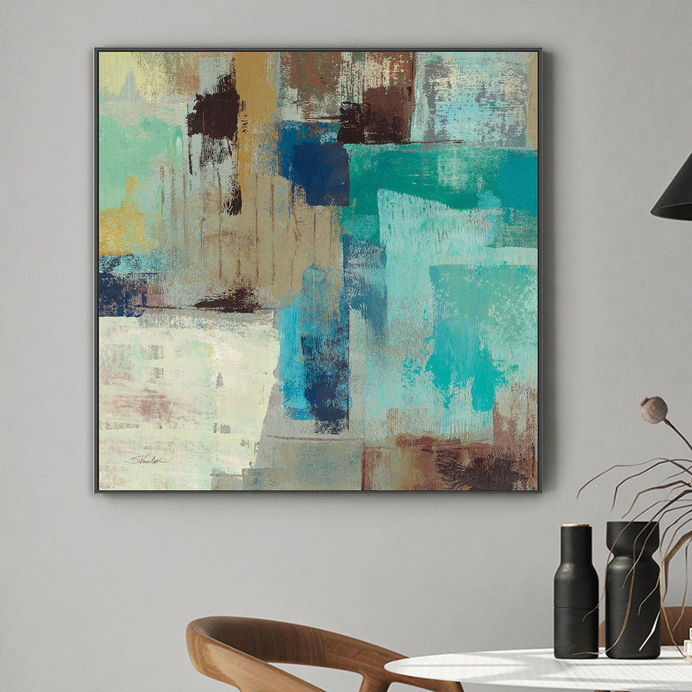 wall-art-print-canvas-poster-framed-Teal and Aqua Reflections, Style C-by-Silvia Vassileva-Gioia Wall Art