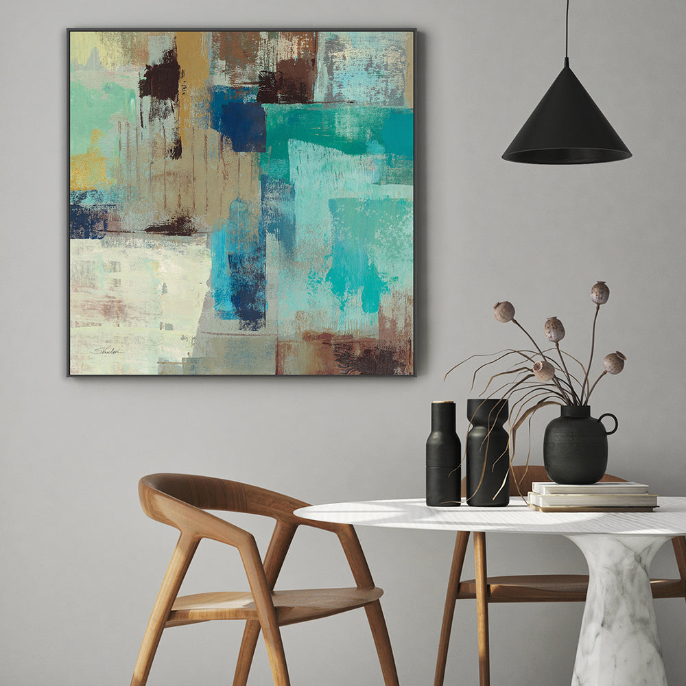 wall-art-print-canvas-poster-framed-Teal and Aqua Reflections, Style C-by-Silvia Vassileva-Gioia Wall Art