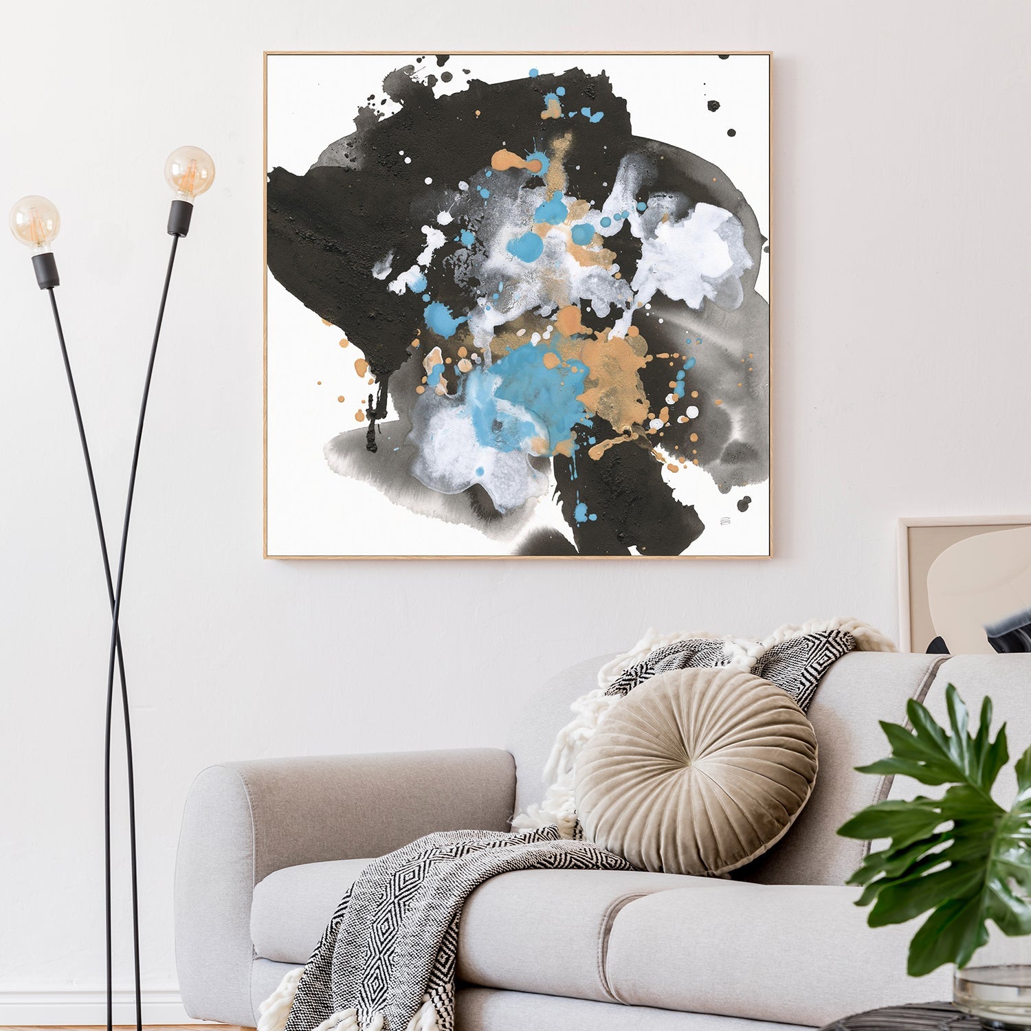 wall-art-print-canvas-poster-framed-Teal Chaos, Style A-9