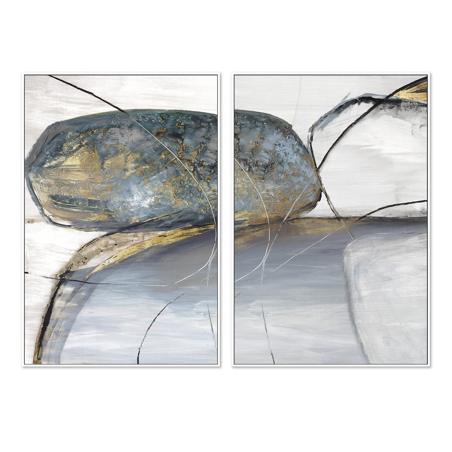 wall-art-print-canvas-poster-framed-Teal Stones, Style A & B, Set Of 2 , By Tom Reeves-5