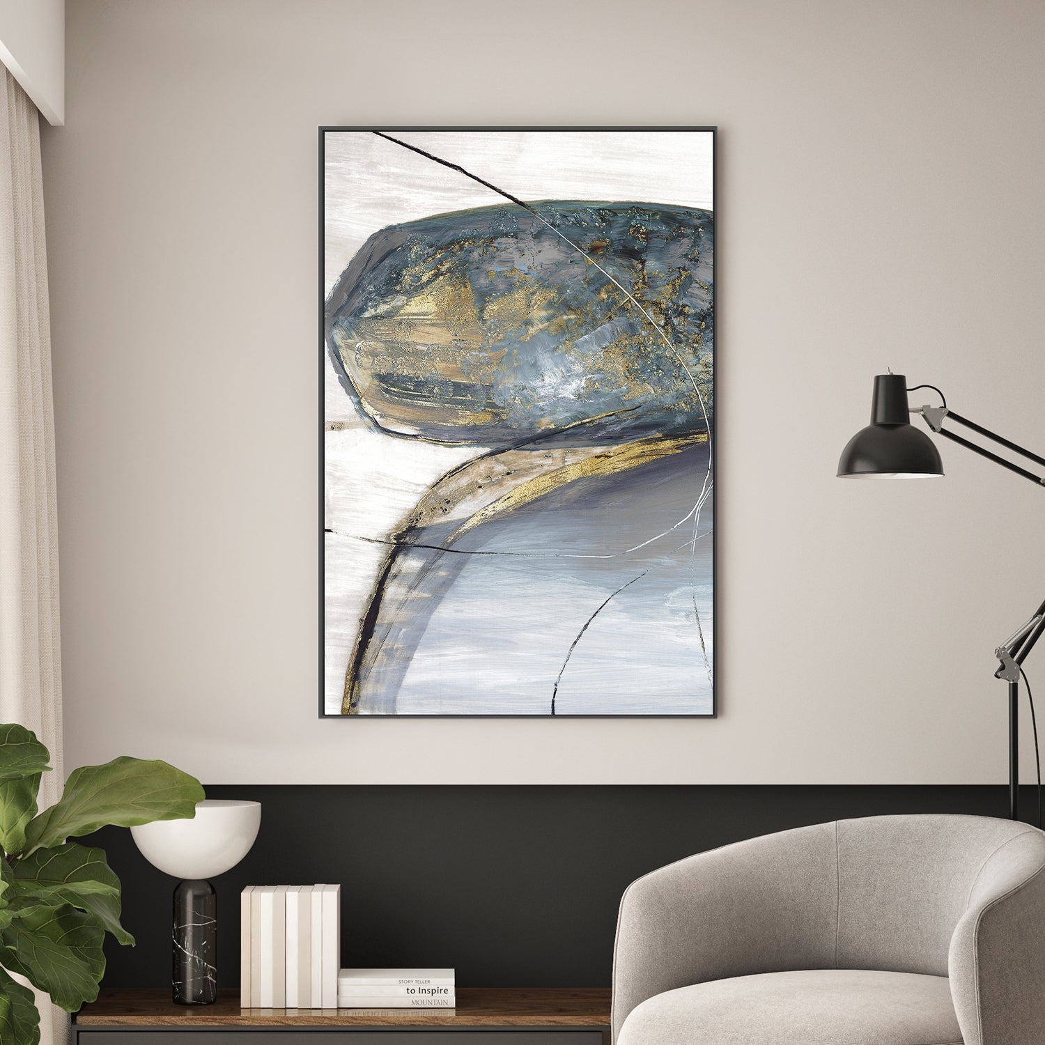 wall-art-print-canvas-poster-framed-Teal Stones, Style A , By Tom Reeves-2