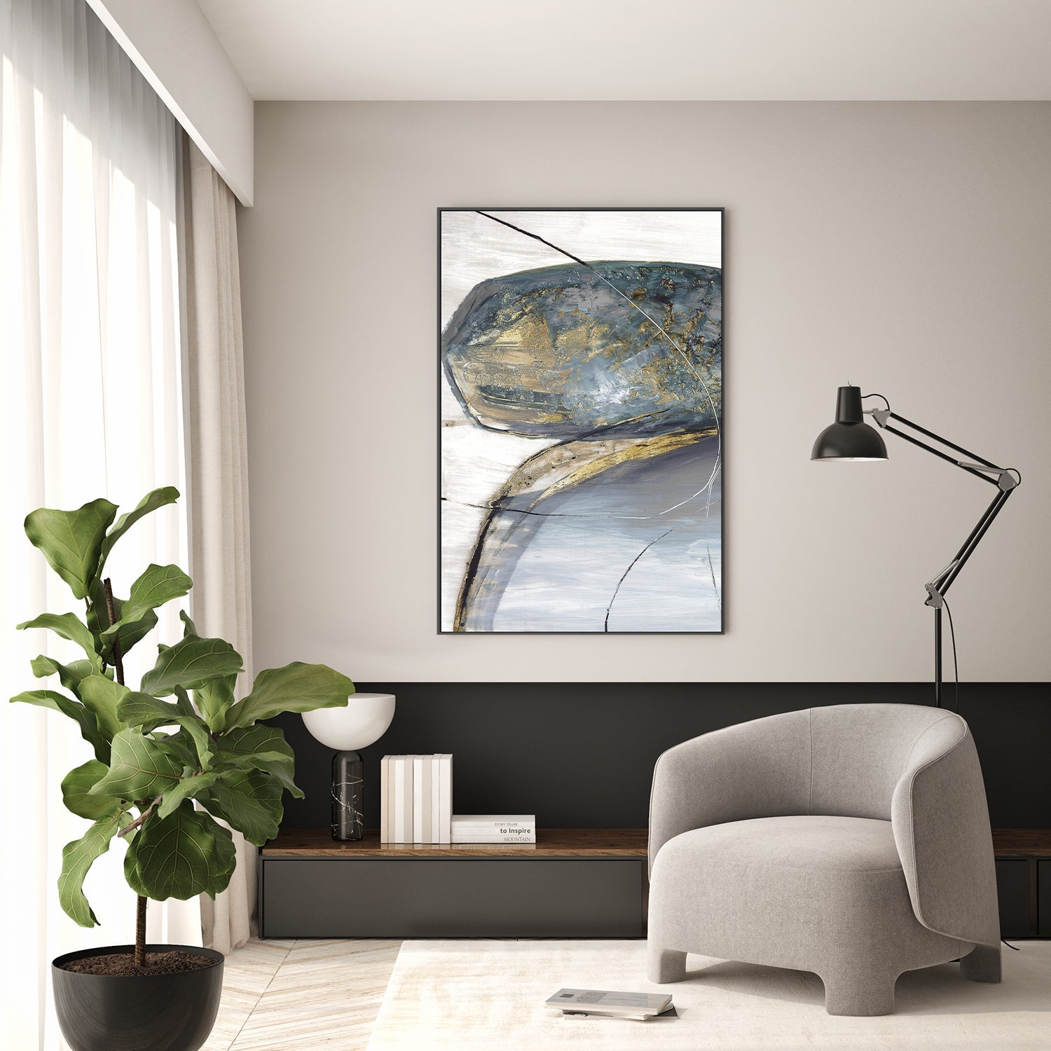 wall-art-print-canvas-poster-framed-Teal Stones, Style A , By Tom Reeves-7