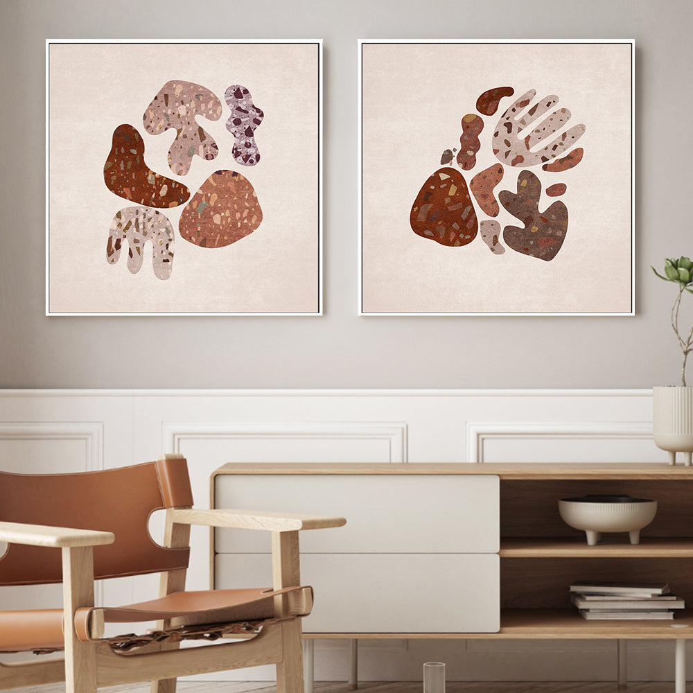 wall-art-print-canvas-poster-framed-Terazzo Shapes, Style A & B, Set Of 2 , By Emel Tunaboylu-GIOIA-WALL-ART