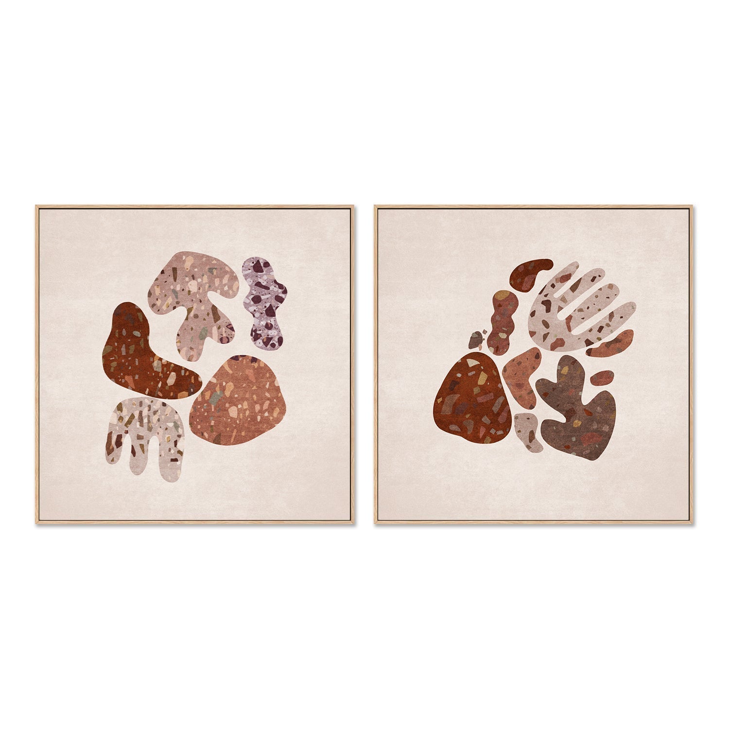wall-art-print-canvas-poster-framed-Terazzo Shapes, Style A & B, Set Of 2 , By Emel Tunaboylu-GIOIA-WALL-ART