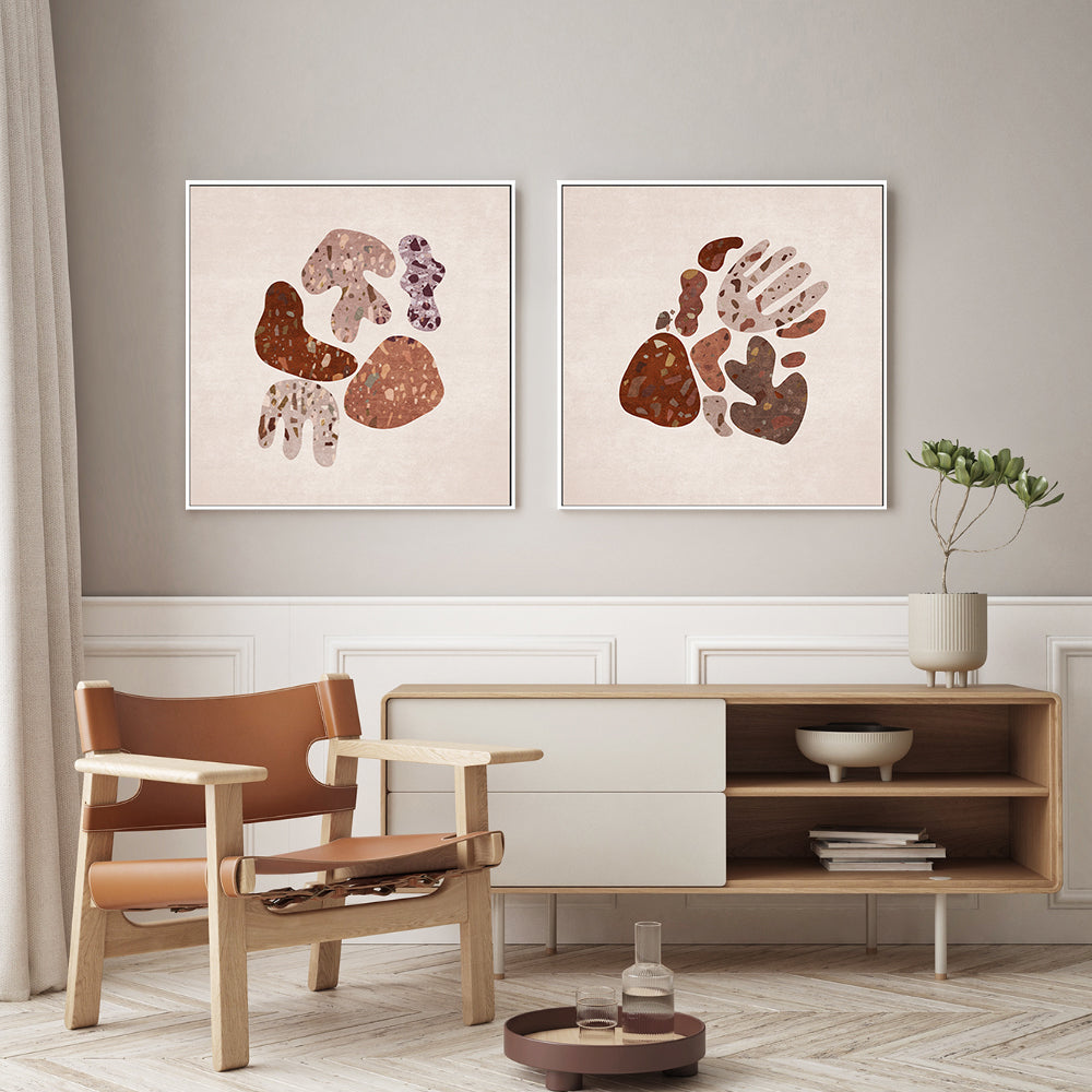 wall-art-print-canvas-poster-framed-Terazzo Shapes, Style A & B, Set Of 2 , By Emel Tunaboylu-GIOIA-WALL-ART