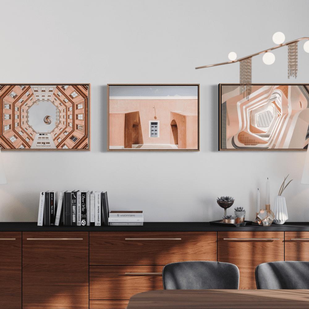 wall-art-print-canvas-poster-framed-The Aesthetics Brown, Set Of 3-by-Plus X Studio-Gioia Wall Art